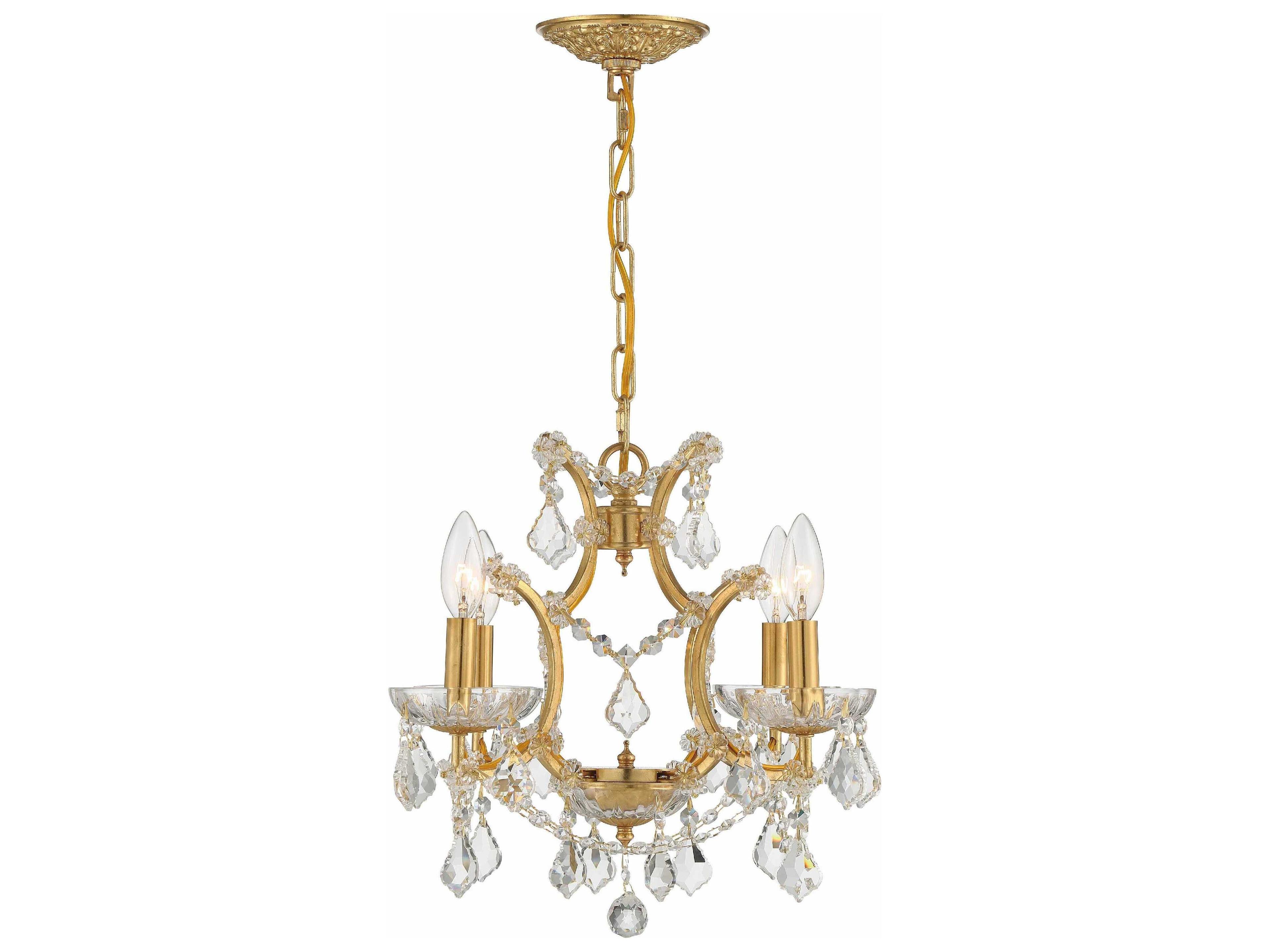 Crystorama Filmore 4-Light Antique Gold Crystal Candelabra Chandelier