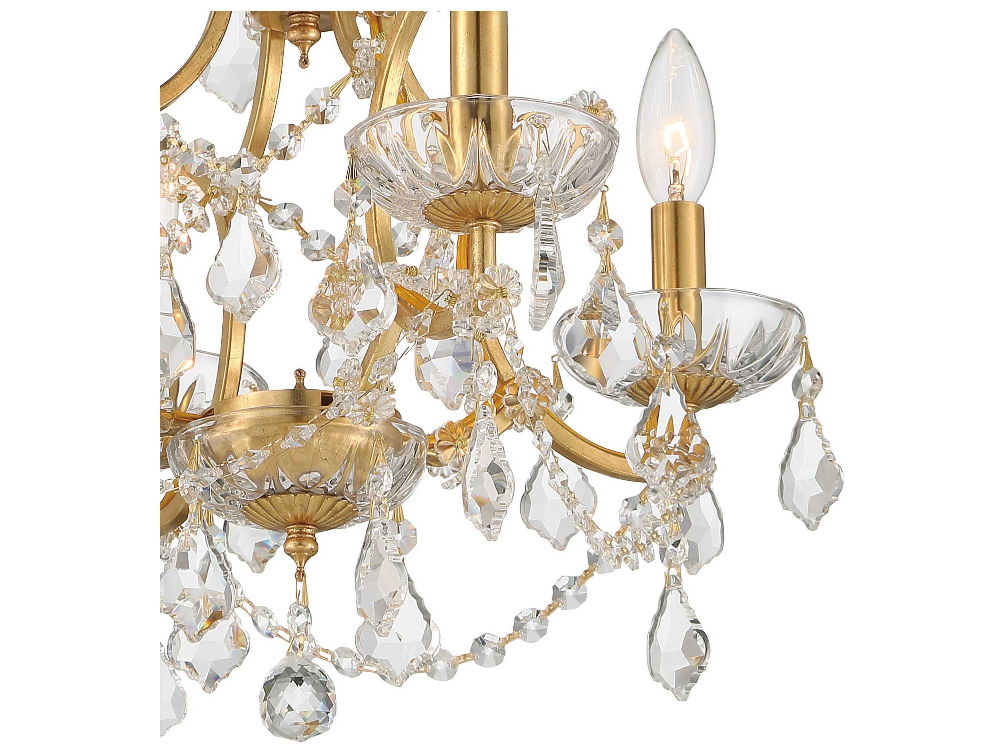 Crystorama Filmore 4-Light Antique Gold Crystal Candelabra Chandelier