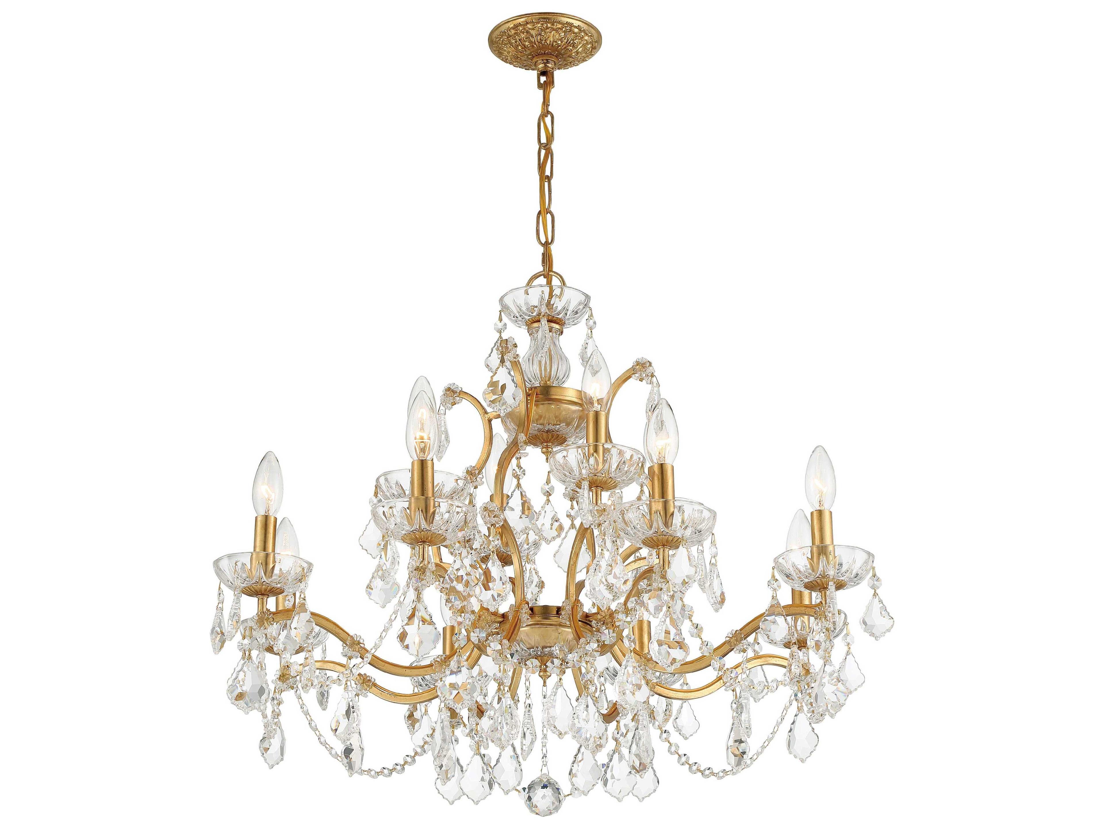Crystorama Filmore 12-Light Antique Gold Crystal Candelabra Chandelier