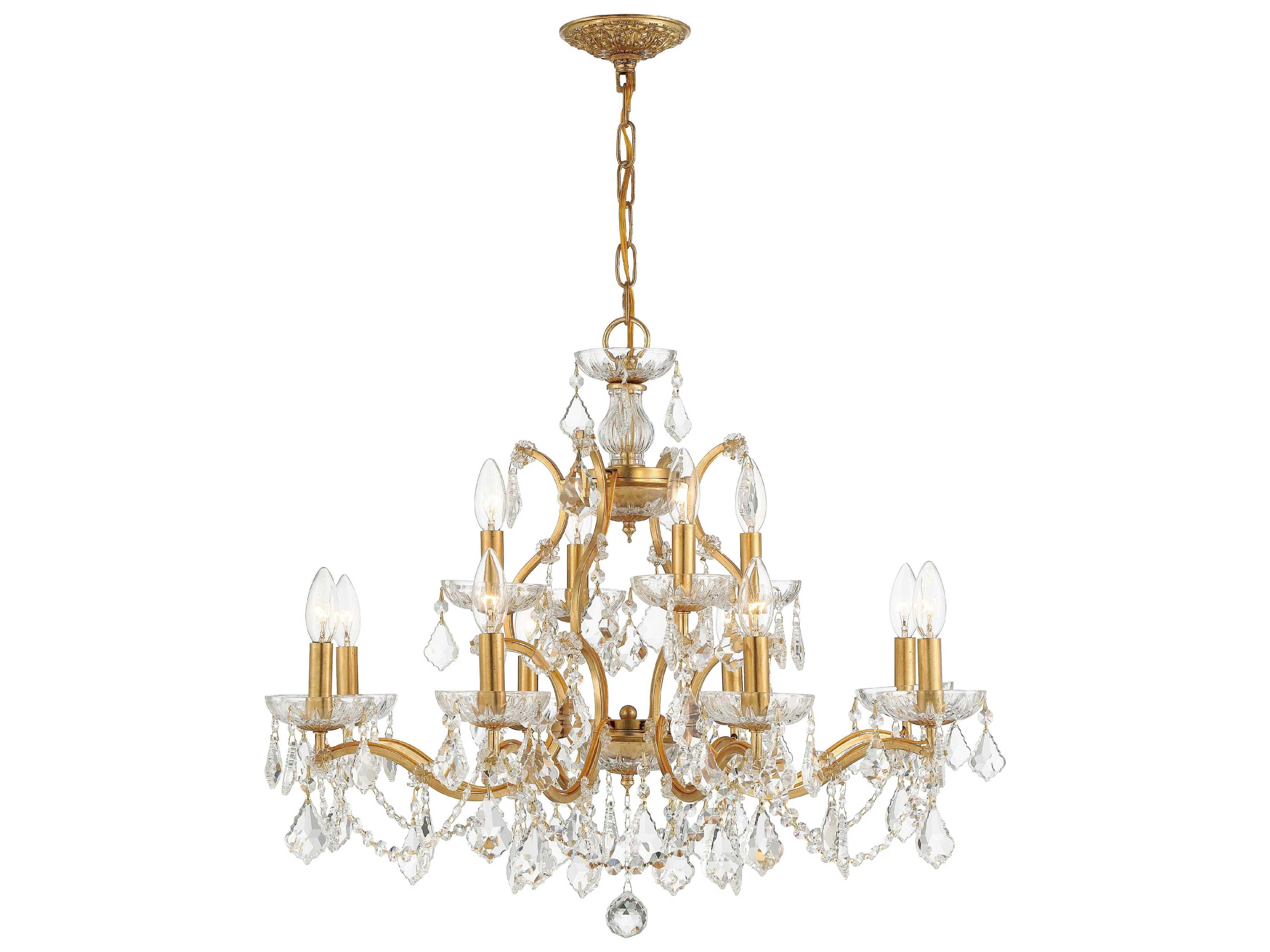 Crystorama Filmore 12-Light Antique Gold Crystal Candelabra Chandelier