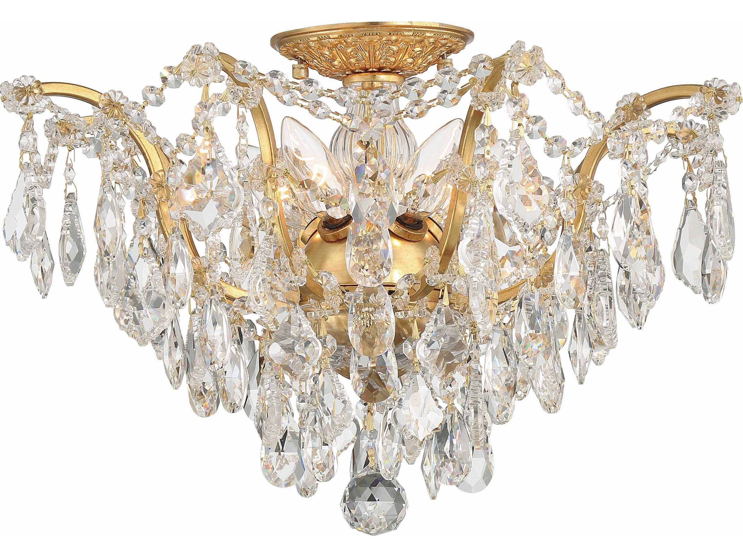 Crystorama Filmore 5-Light Antique Gold Crystal Semi Flush Mount