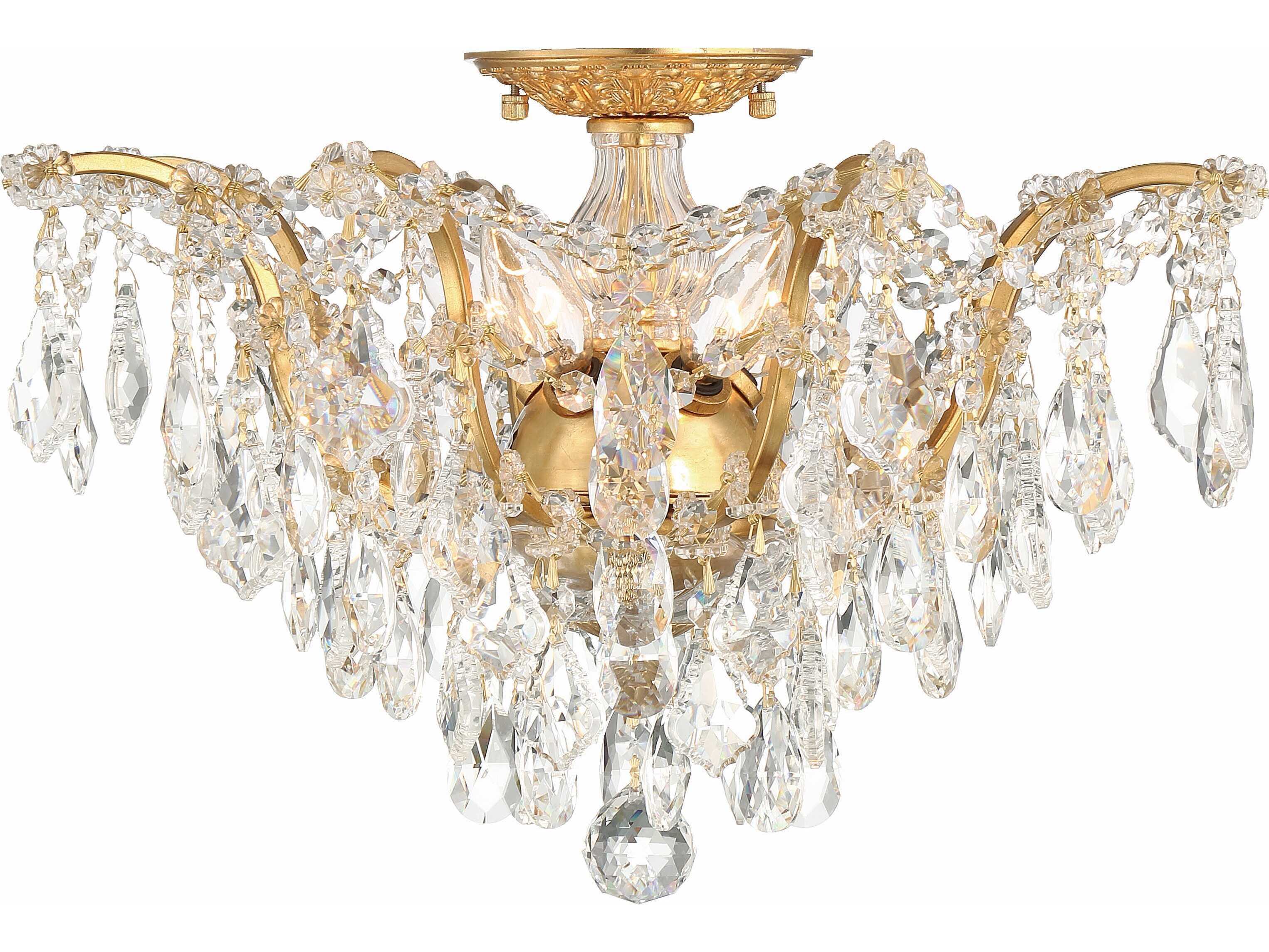 Crystorama Filmore 5-Light Antique Gold Crystal Semi Flush Mount