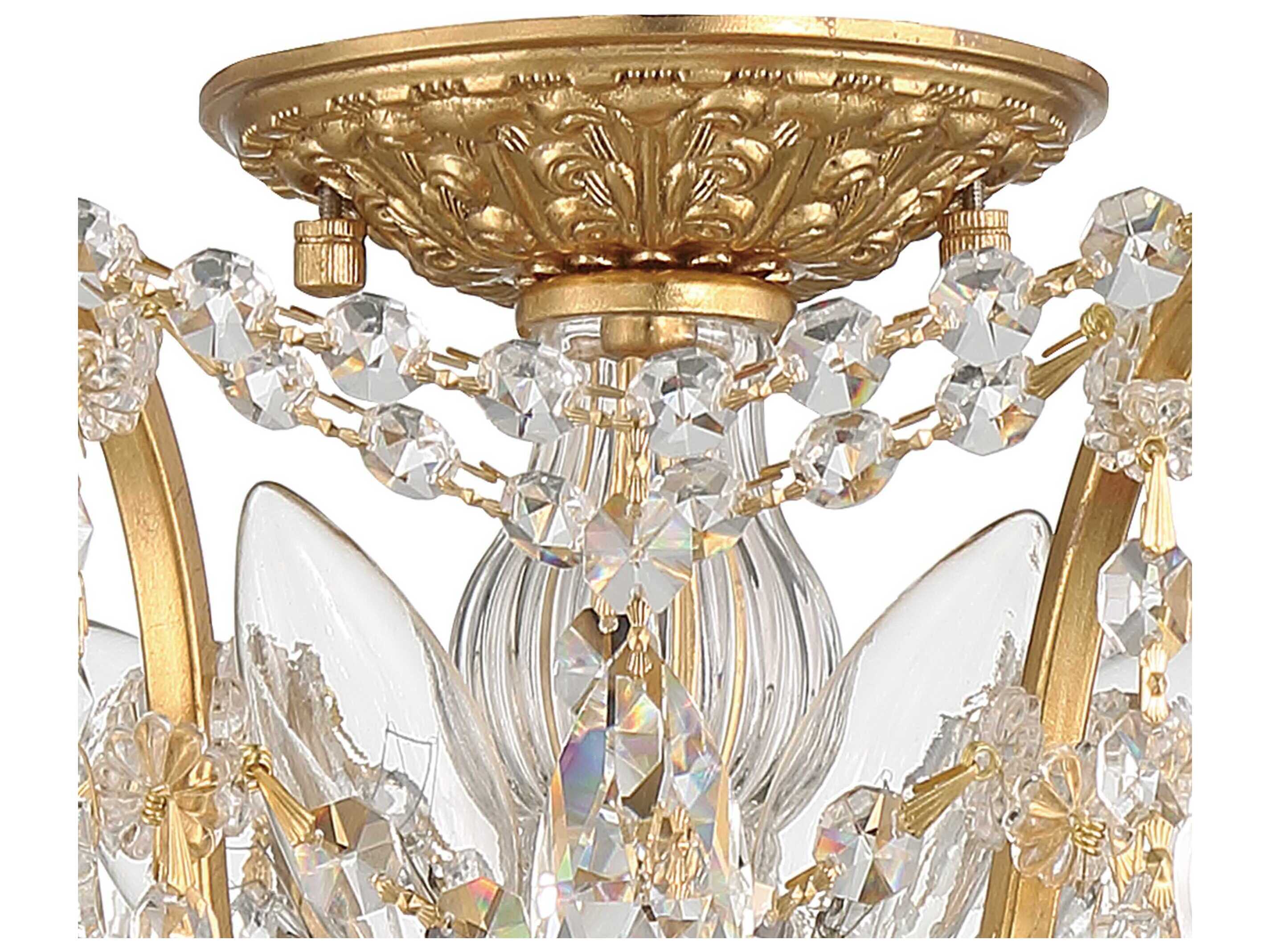 Crystorama Filmore 5-Light Antique Gold Crystal Semi Flush Mount