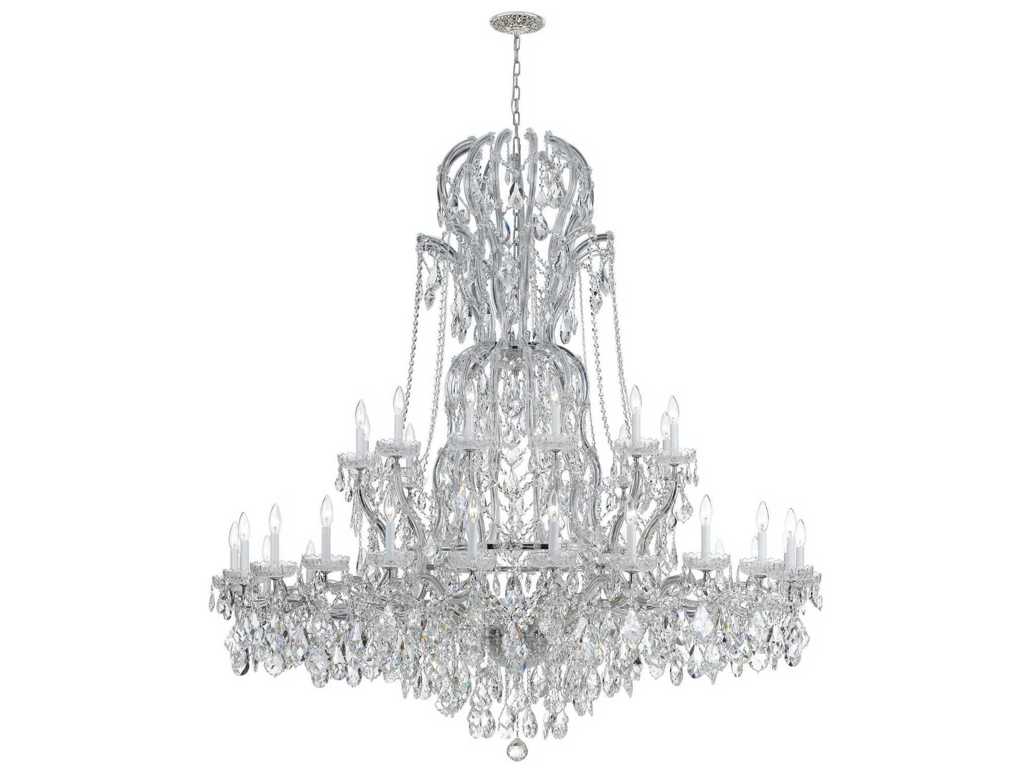 Crystorama Maria Theresa 37-Light Chrome Crystal Glass Candelabra Tiered Chandelier