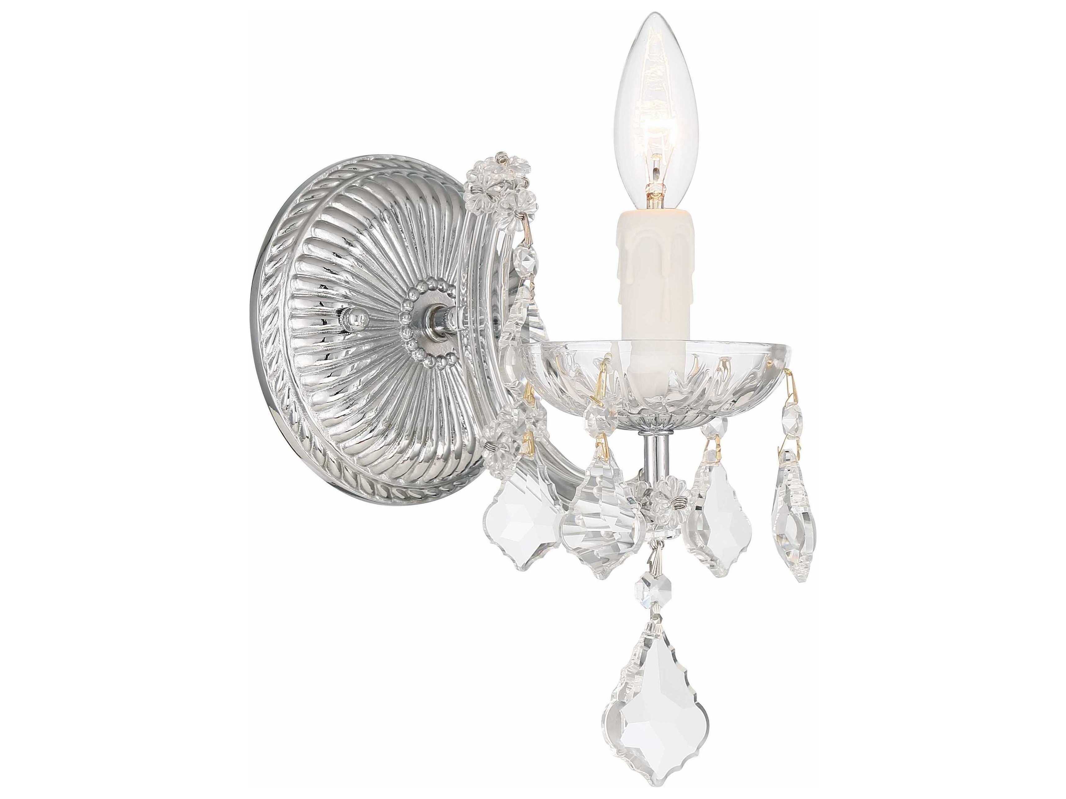 Crystorama Maria Theresa 1-Light Polished Chrome Crystal Glass Wall Sconce