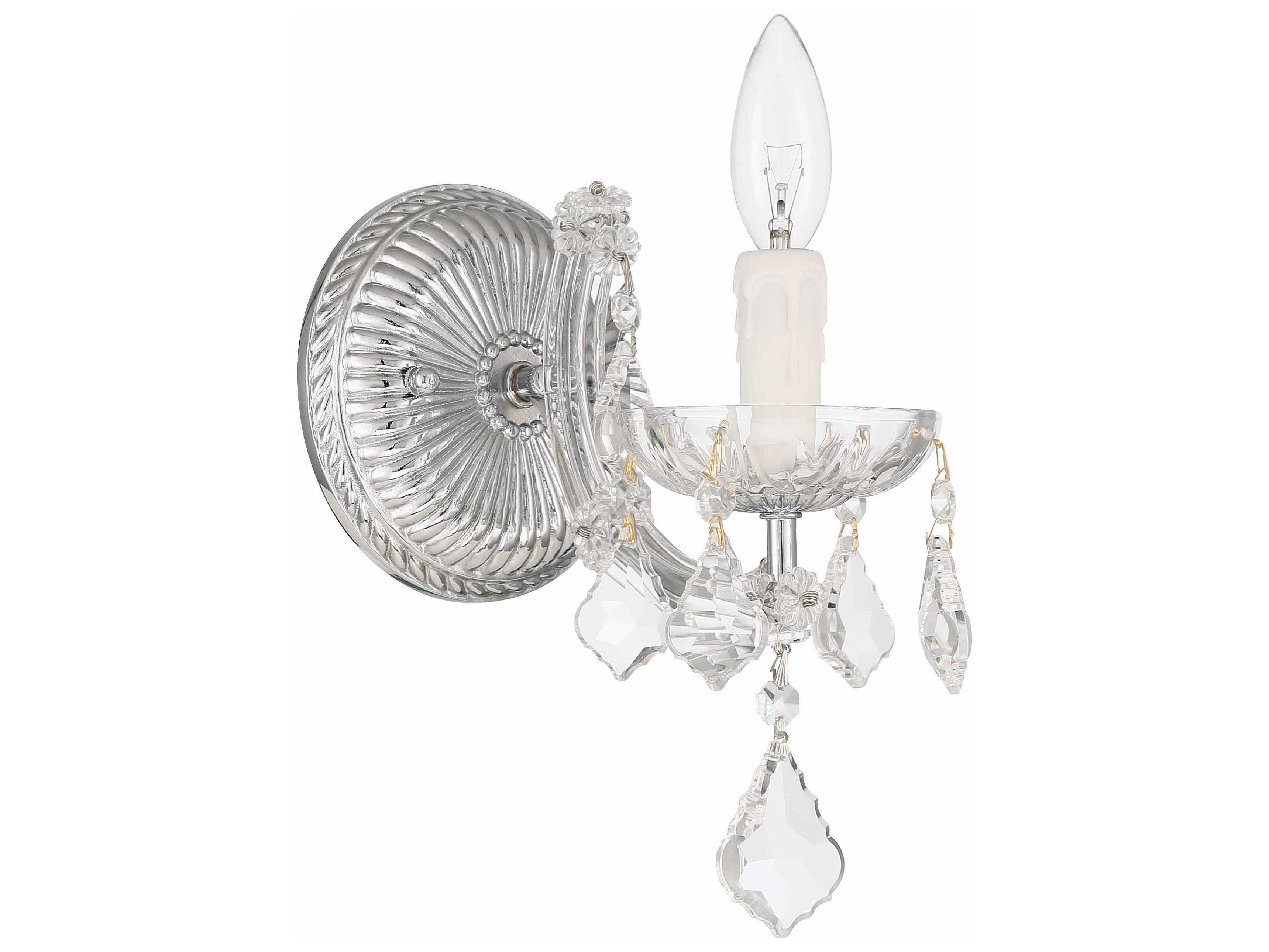 Crystorama Maria Theresa 1-Light Polished Chrome Crystal Glass Wall Sconce