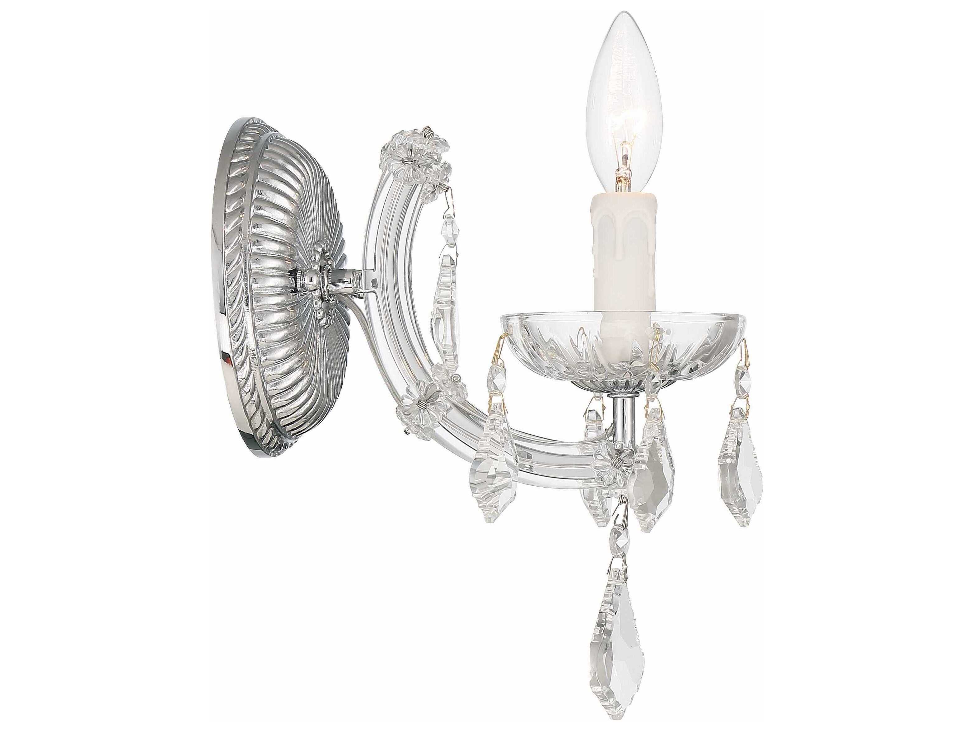 Crystorama Maria Theresa 1-Light Polished Chrome Crystal Glass Wall Sconce