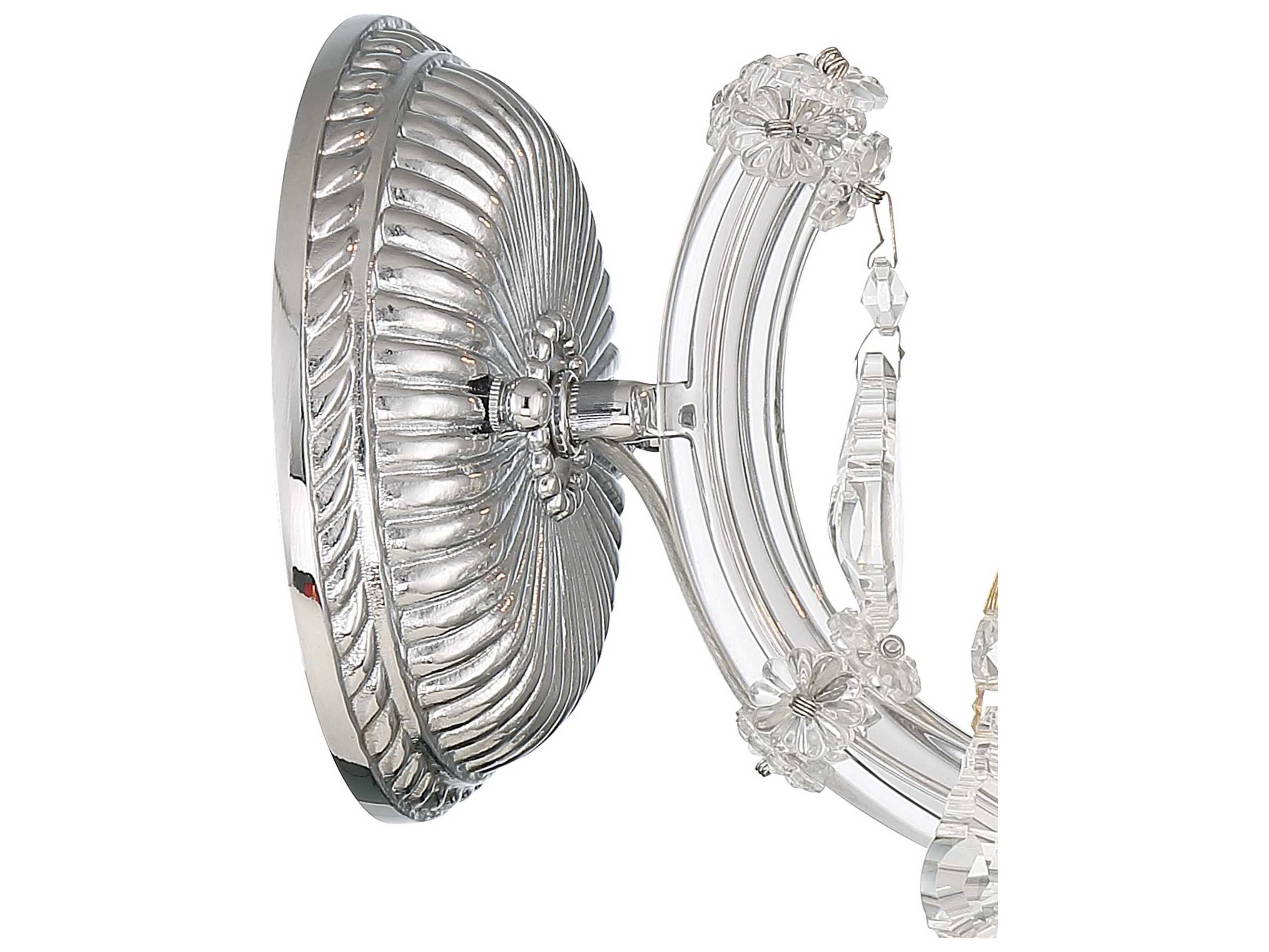 Crystorama Maria Theresa 1-Light Polished Chrome Crystal Glass Wall Sconce
