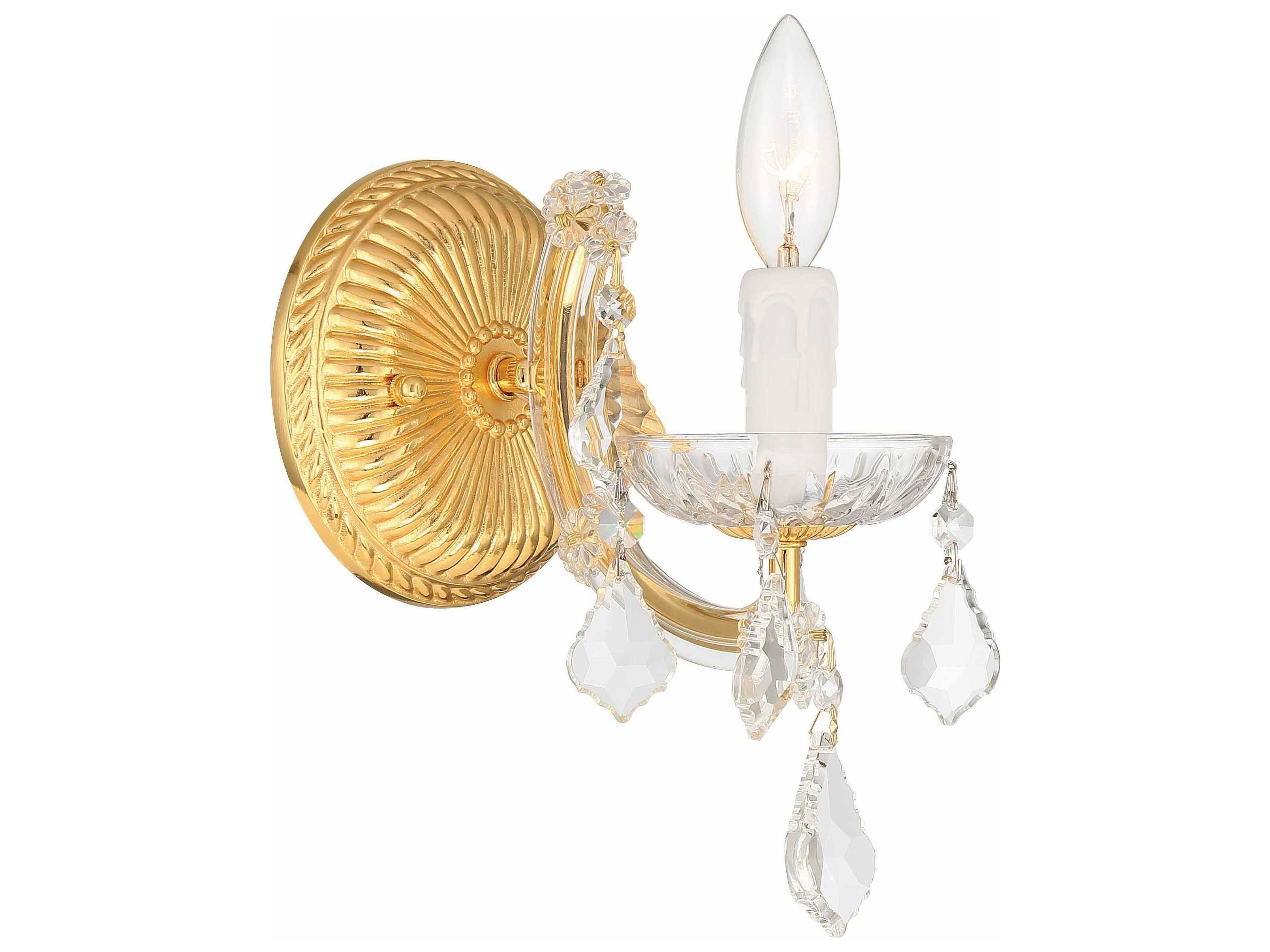 Crystorama Maria Theresa 1-Light Gold Crystal Glass Wall Sconce