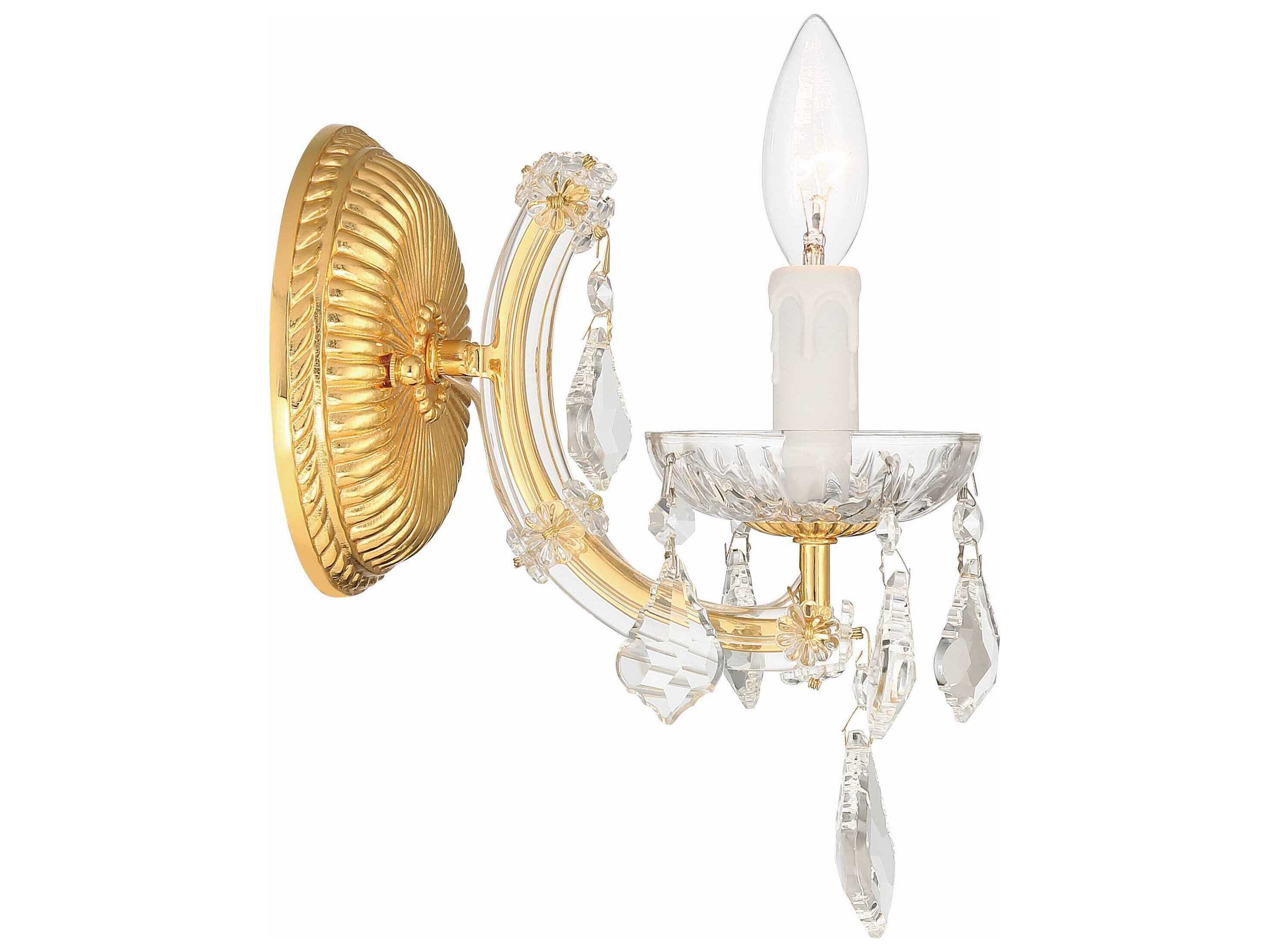 Crystorama Maria Theresa 1-Light Gold Crystal Glass Wall Sconce
