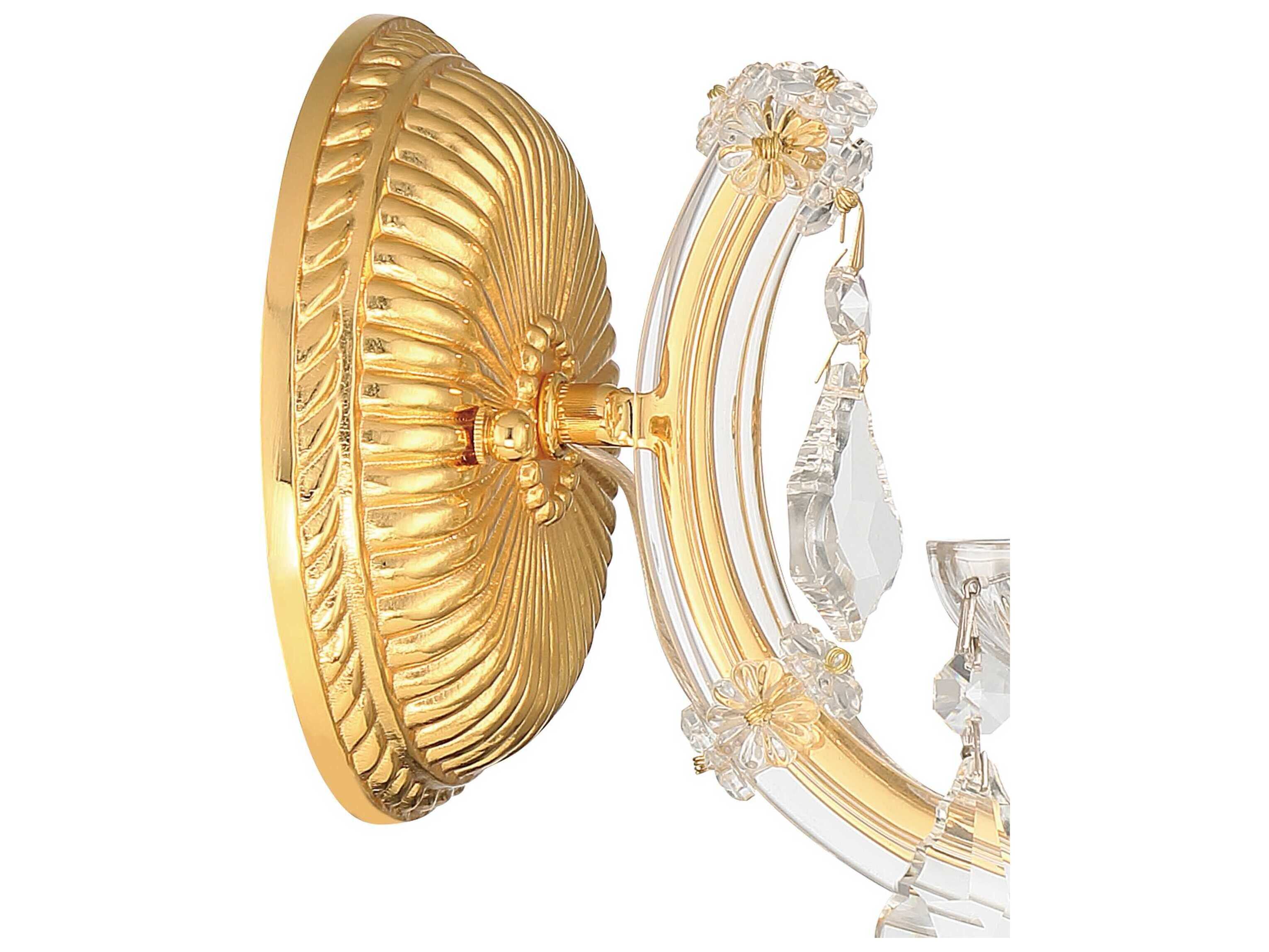 Crystorama Maria Theresa 1-Light Gold Crystal Glass Wall Sconce