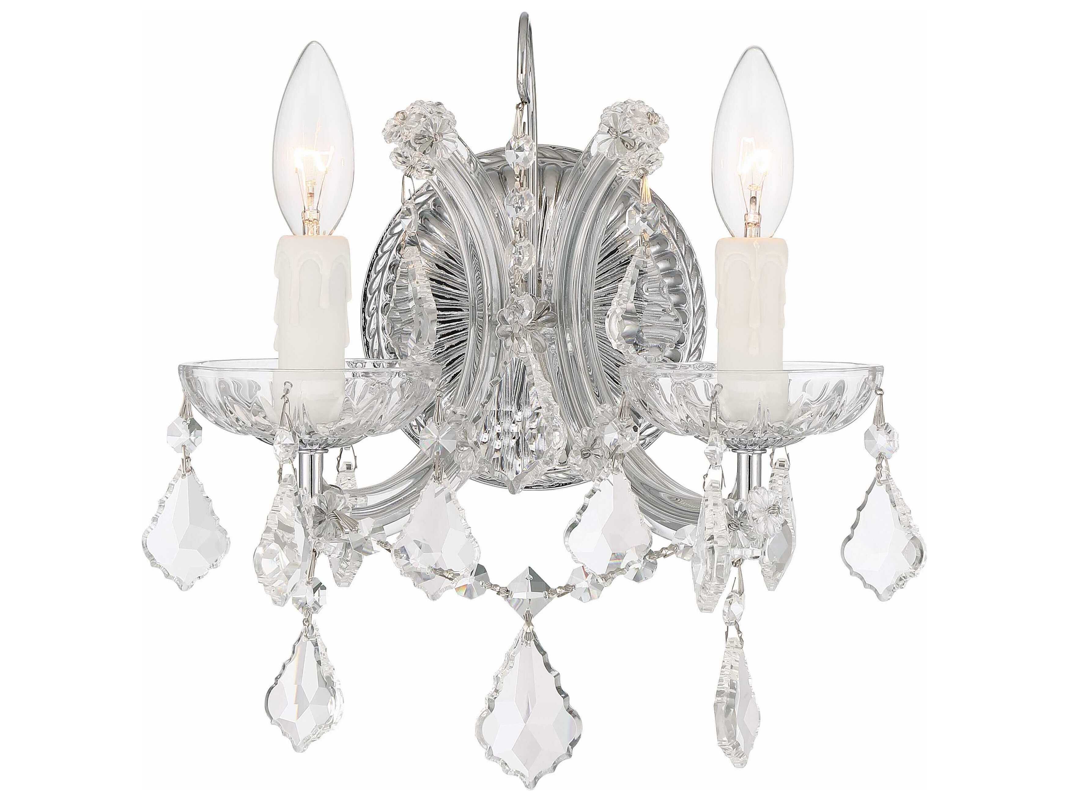 Crystorama Maria Theresa 2-Light Chrome Crystal Wall Sconce
