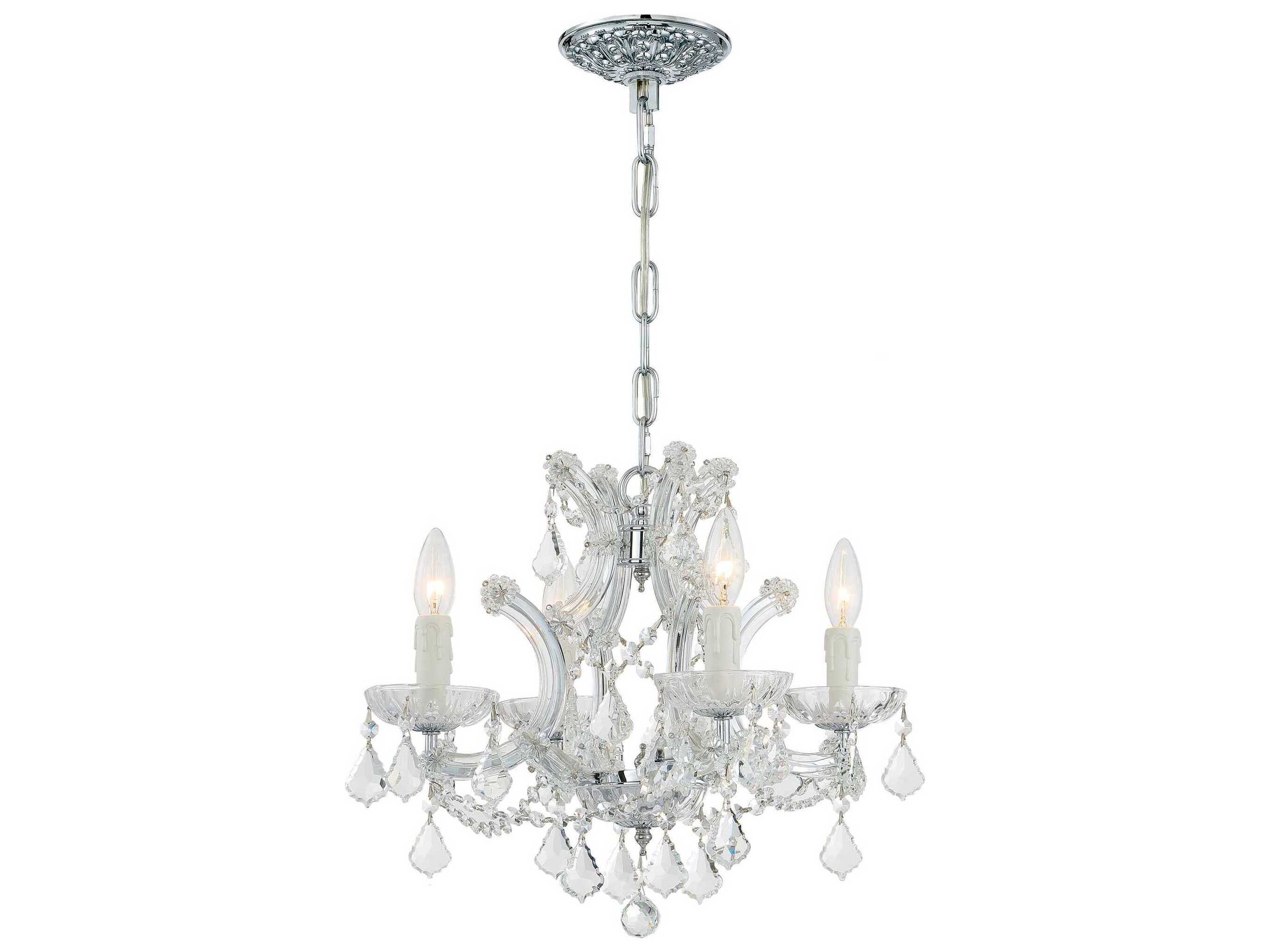 Crystorama Maria Theresa 4-Light Chrome Crystal Candelabra Chandelier