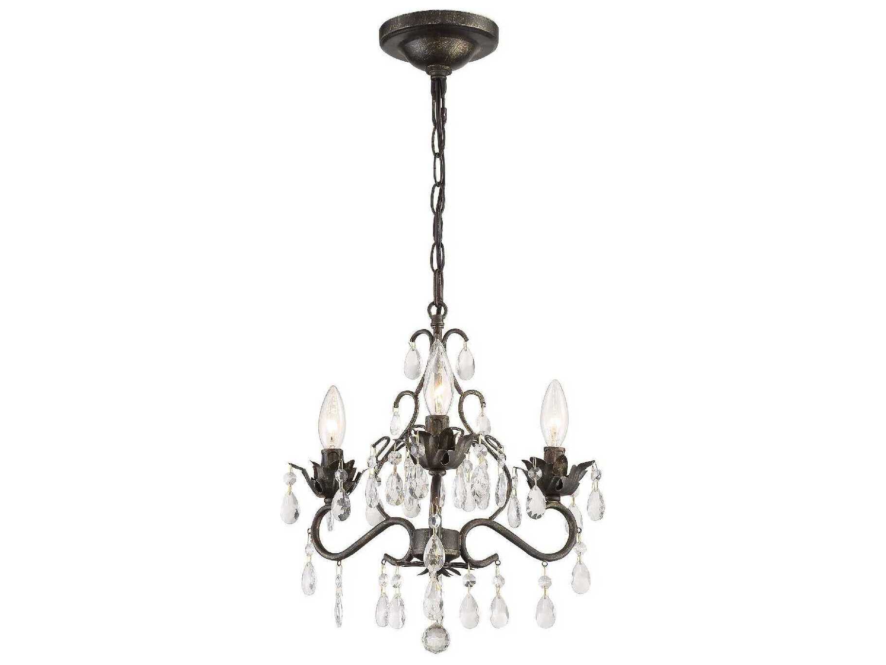 Crystorama Paris Market 3-Light English Bronze Crystal Candelabra Chandelier