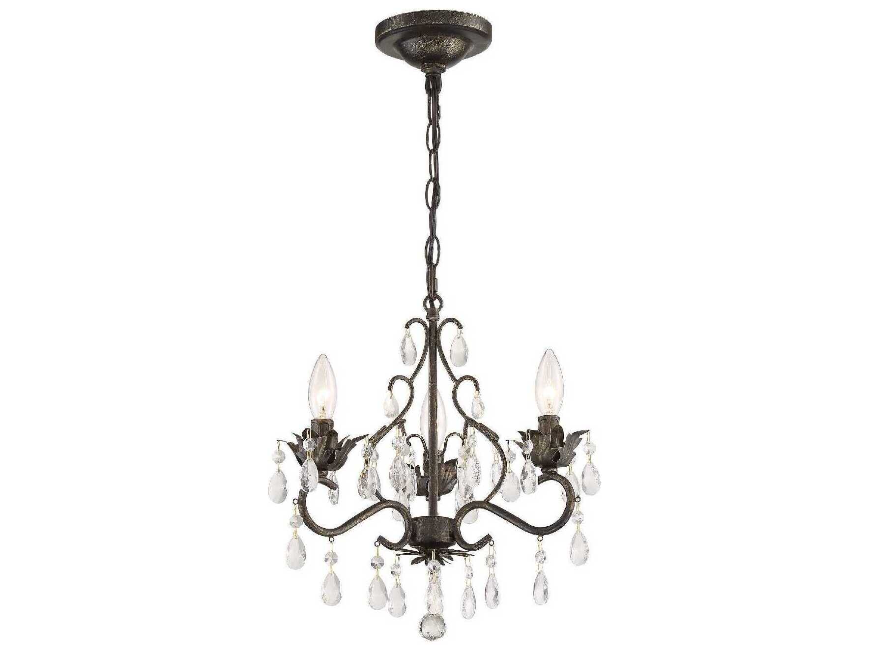 Crystorama Paris Market 3-Light English Bronze Crystal Candelabra Chandelier