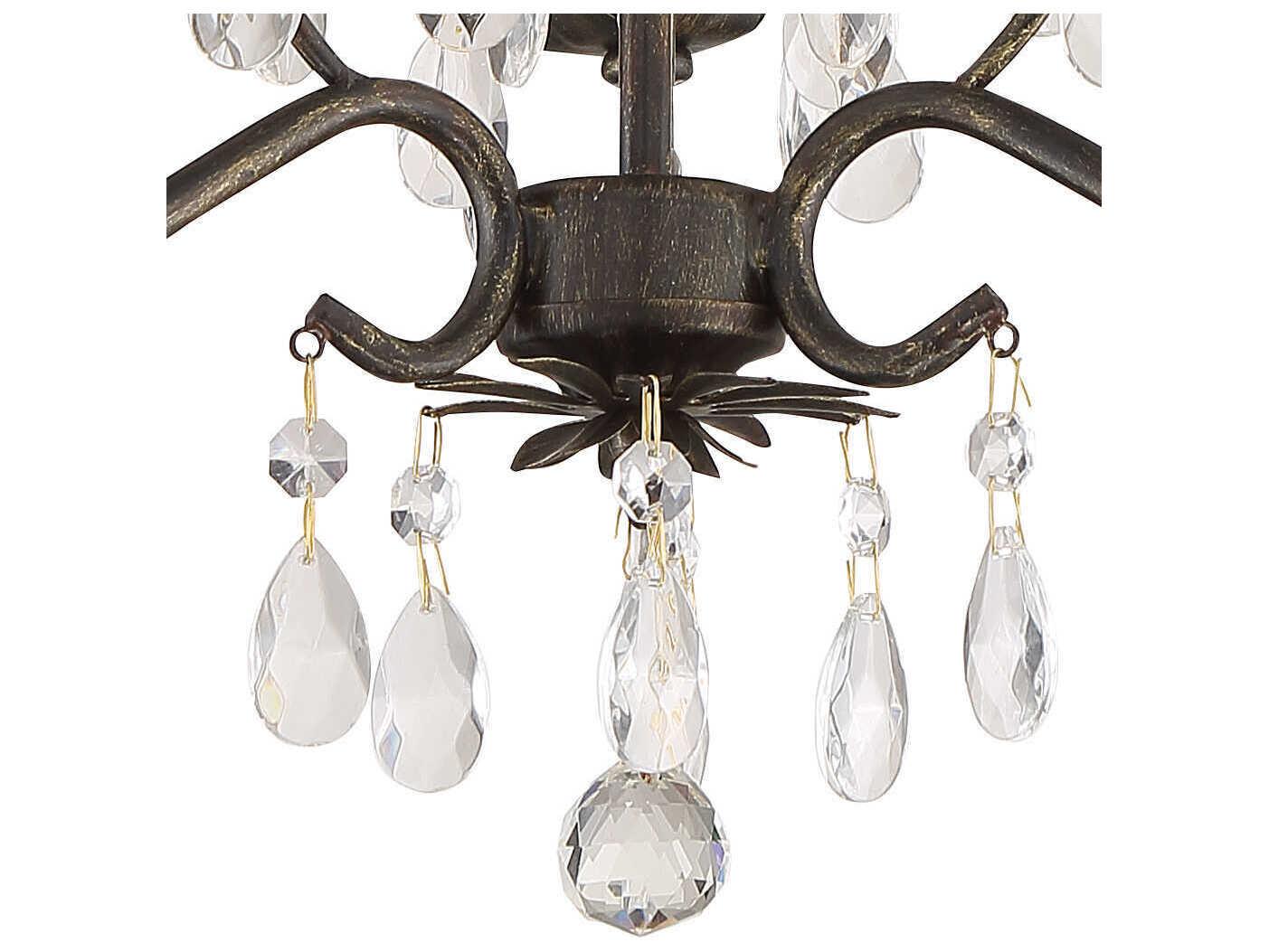 Crystorama Paris Market 3-Light English Bronze Crystal Candelabra Chandelier