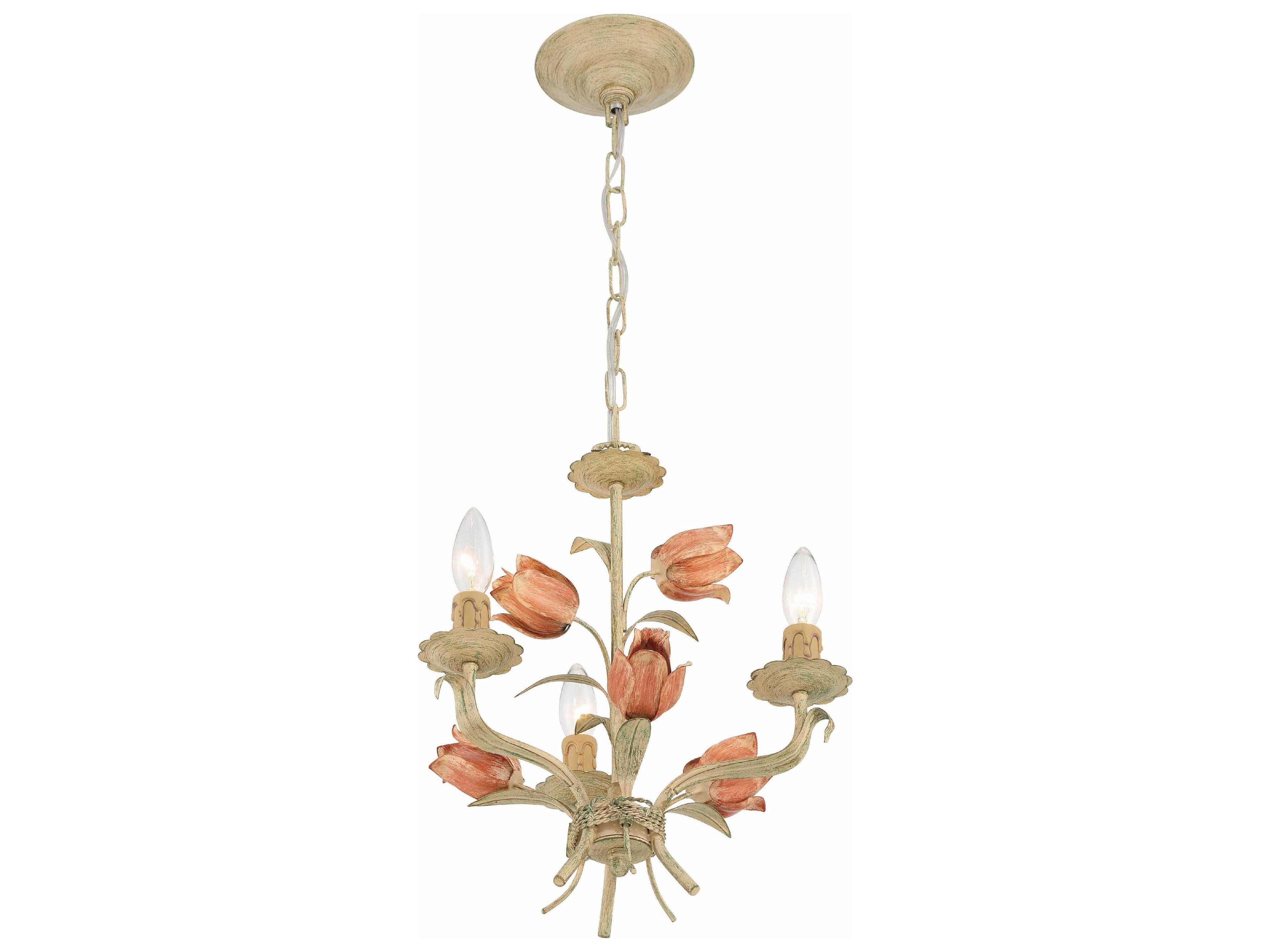 Crystorama Southport 3-Light Sage Rose Green Chandelier
