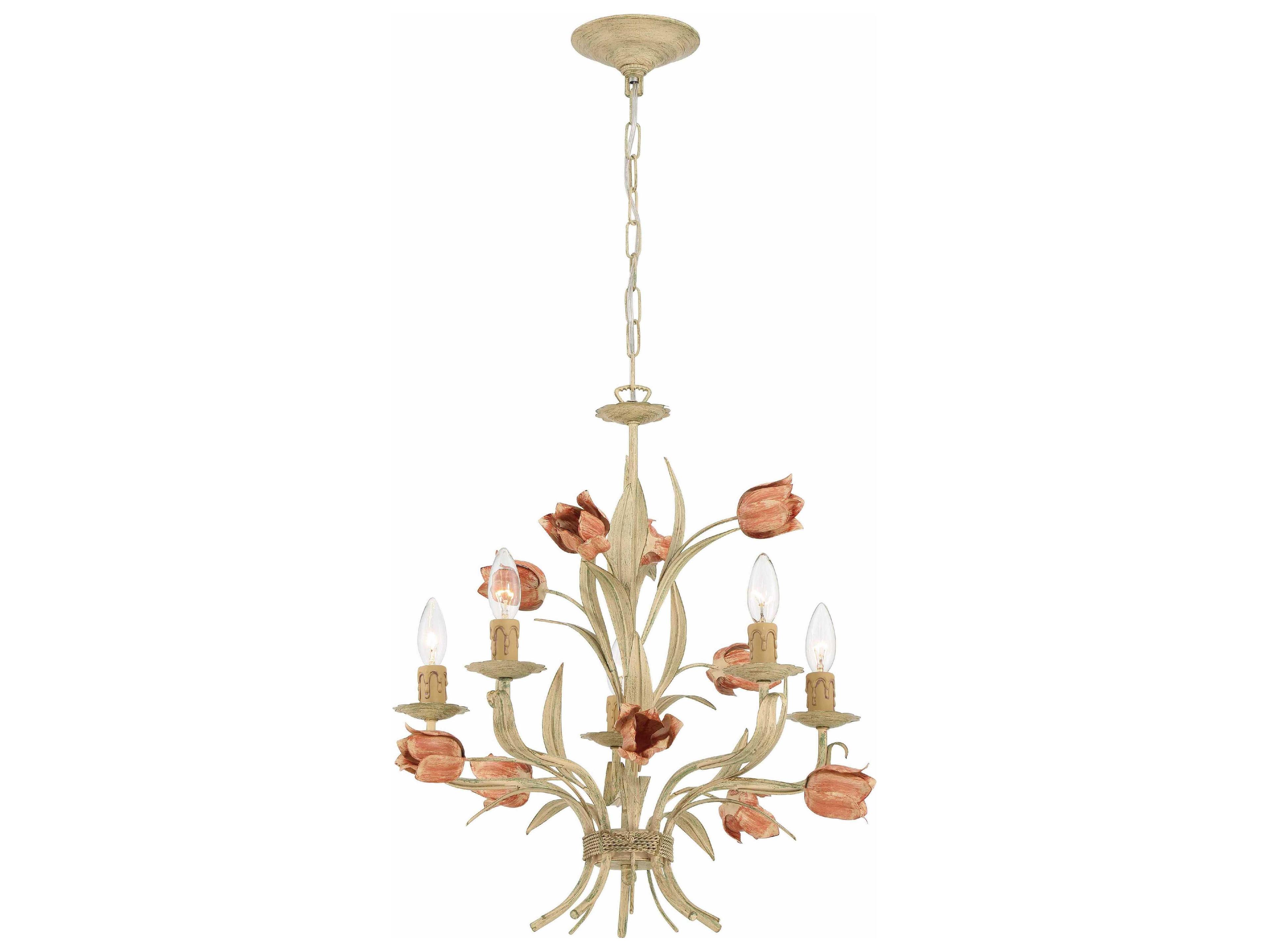 Crystorama Southport 5-Light Sage Rose Off White Candelabra Chandelier