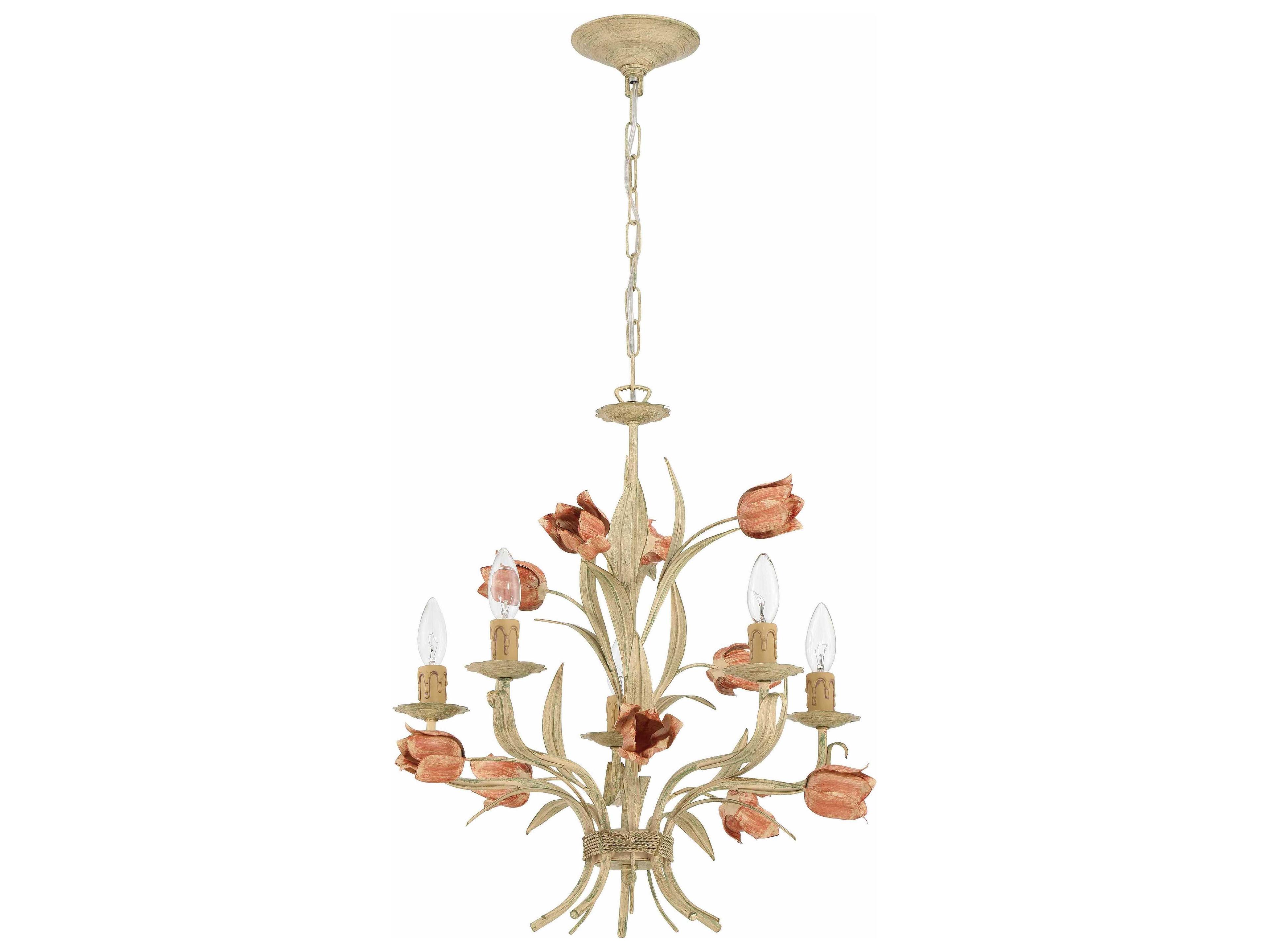 Crystorama Southport 5-Light Sage Rose Off White Candelabra Chandelier