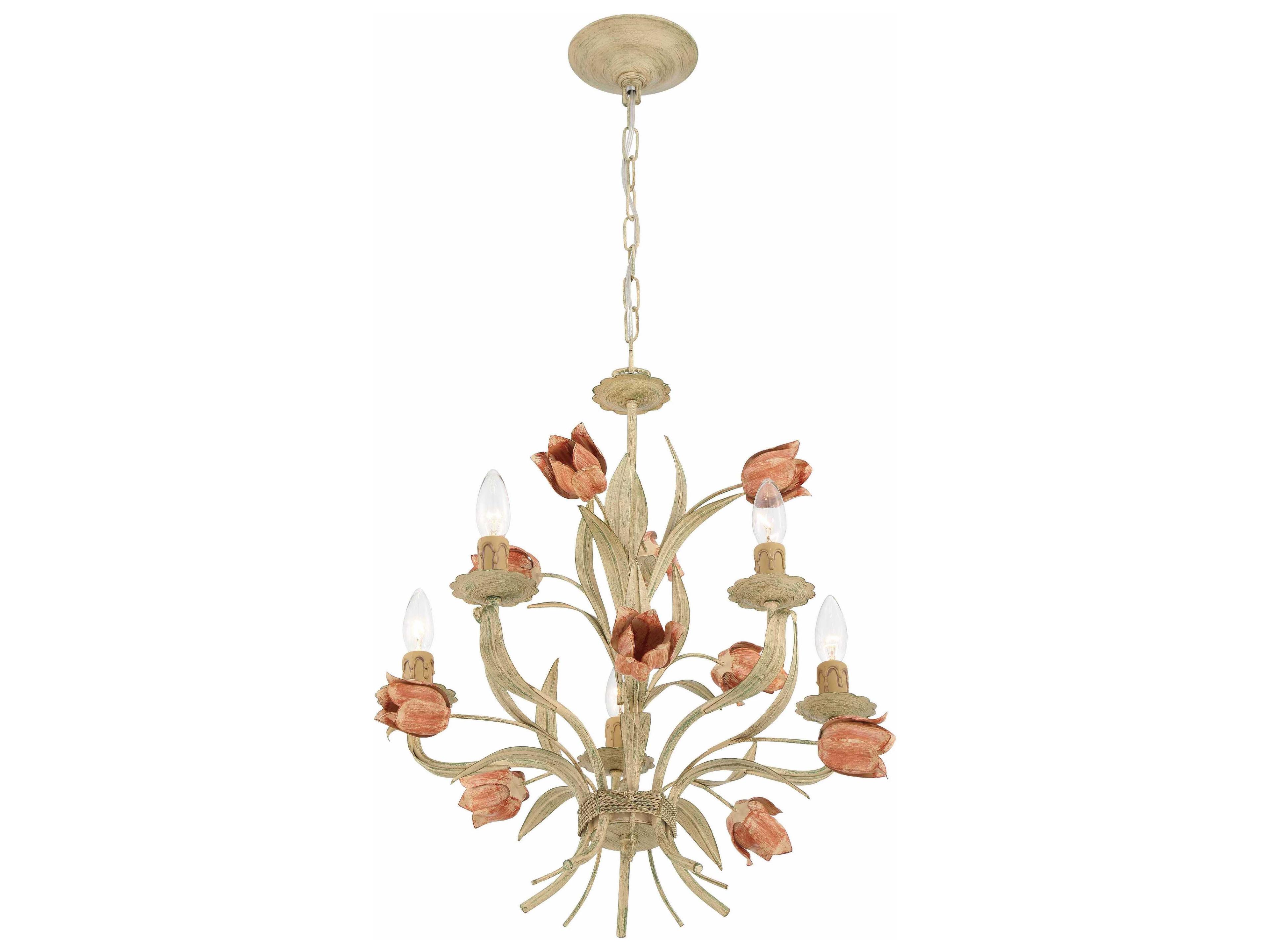 Crystorama Southport 5-Light Sage Rose Off White Candelabra Chandelier