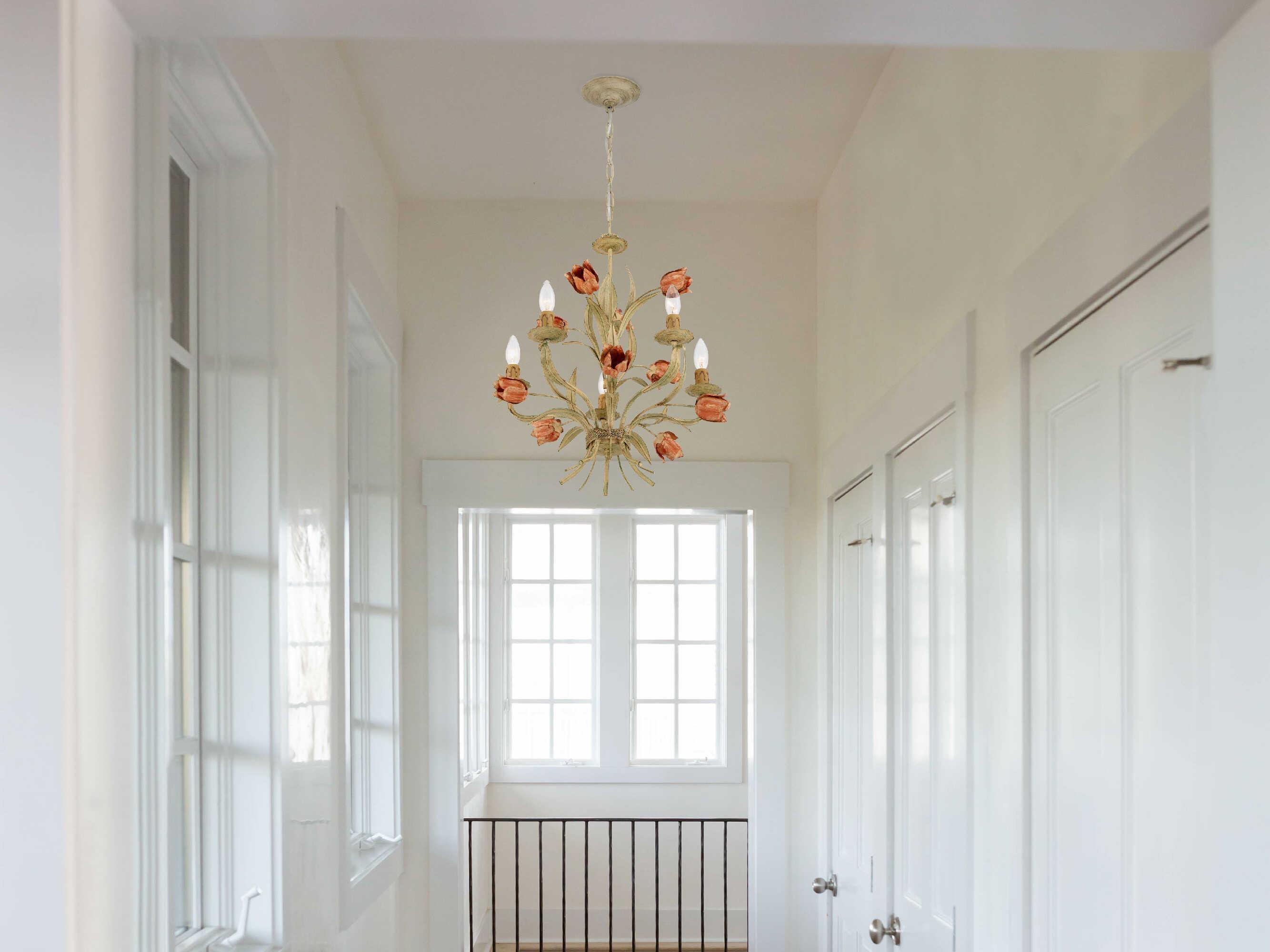 Crystorama Southport 5-Light Sage Rose Off White Candelabra Chandelier