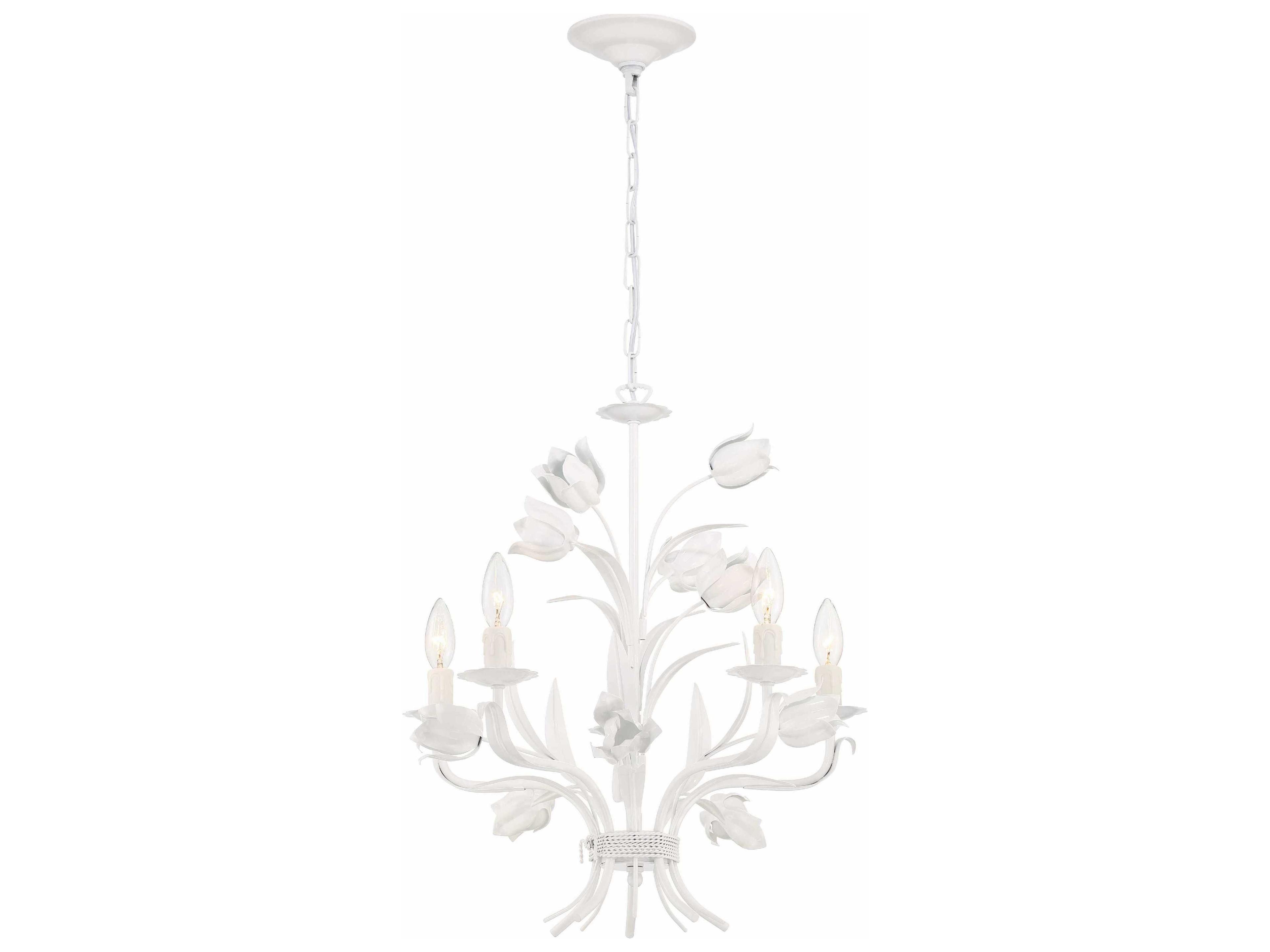Crystorama Southport 5-Light Wet White Candelabra Chandelier
