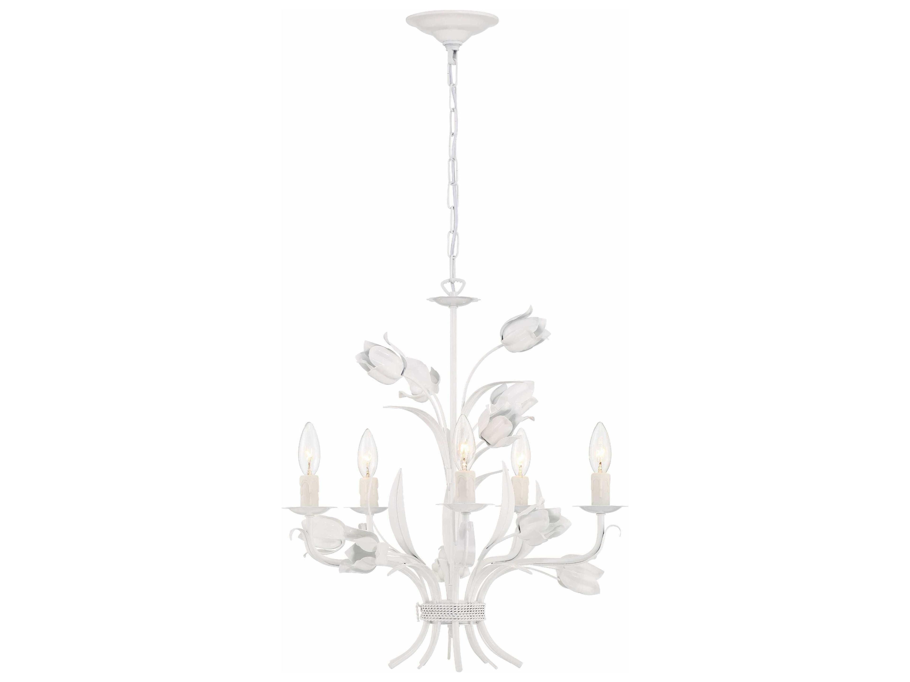 Crystorama Southport 5-Light Wet White Candelabra Chandelier