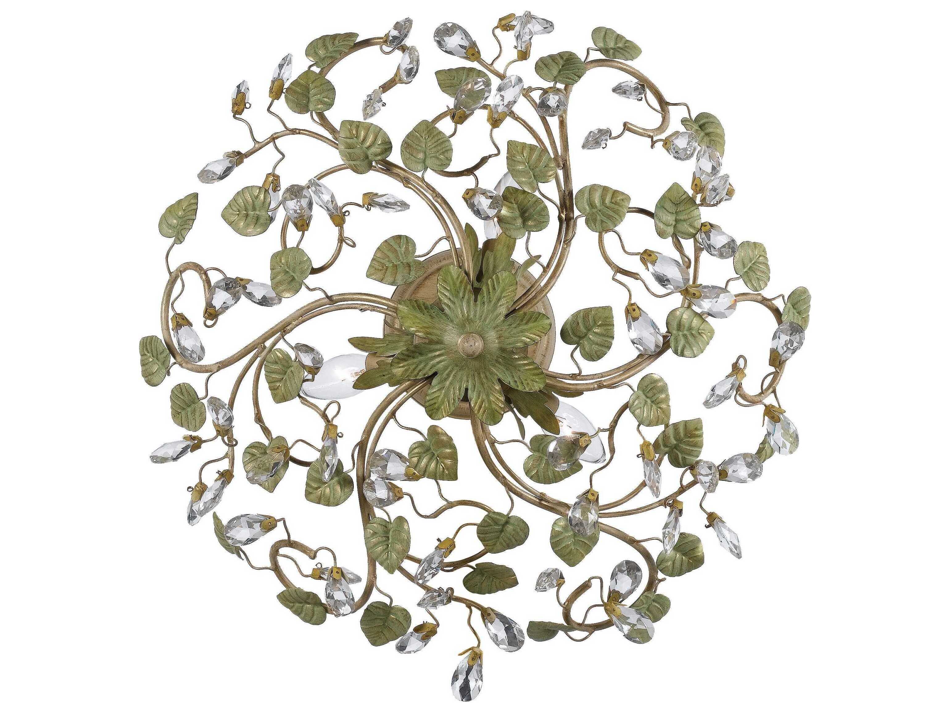 Crystorama Josie 5-Light Champagne Green Tea Off White Crystal Semi Flush Mount