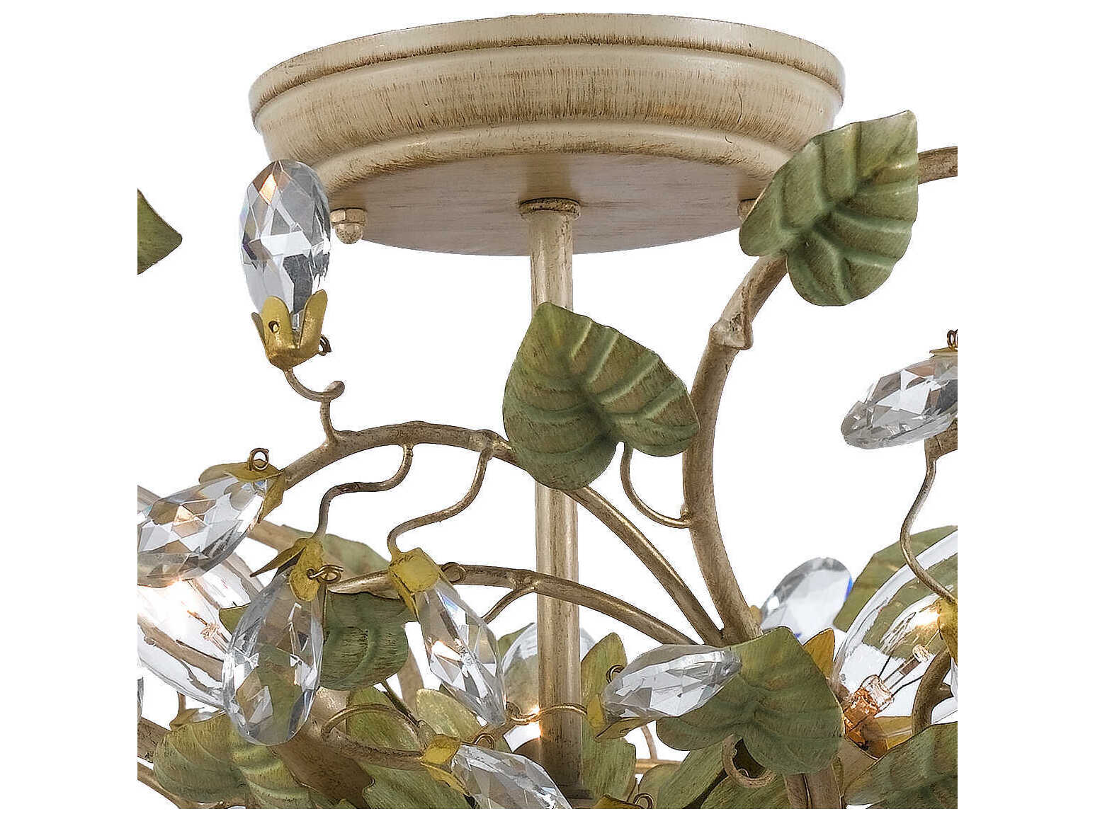 Crystorama Josie 5-Light Champagne Green Tea Off White Crystal Semi Flush Mount