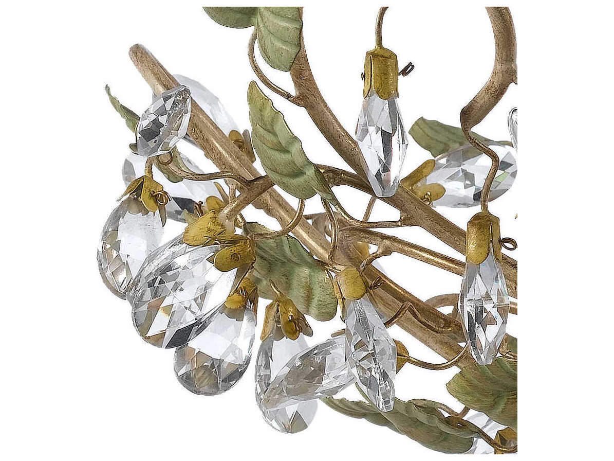 Crystorama Josie 5-Light Champagne Green Tea Off White Crystal Semi Flush Mount