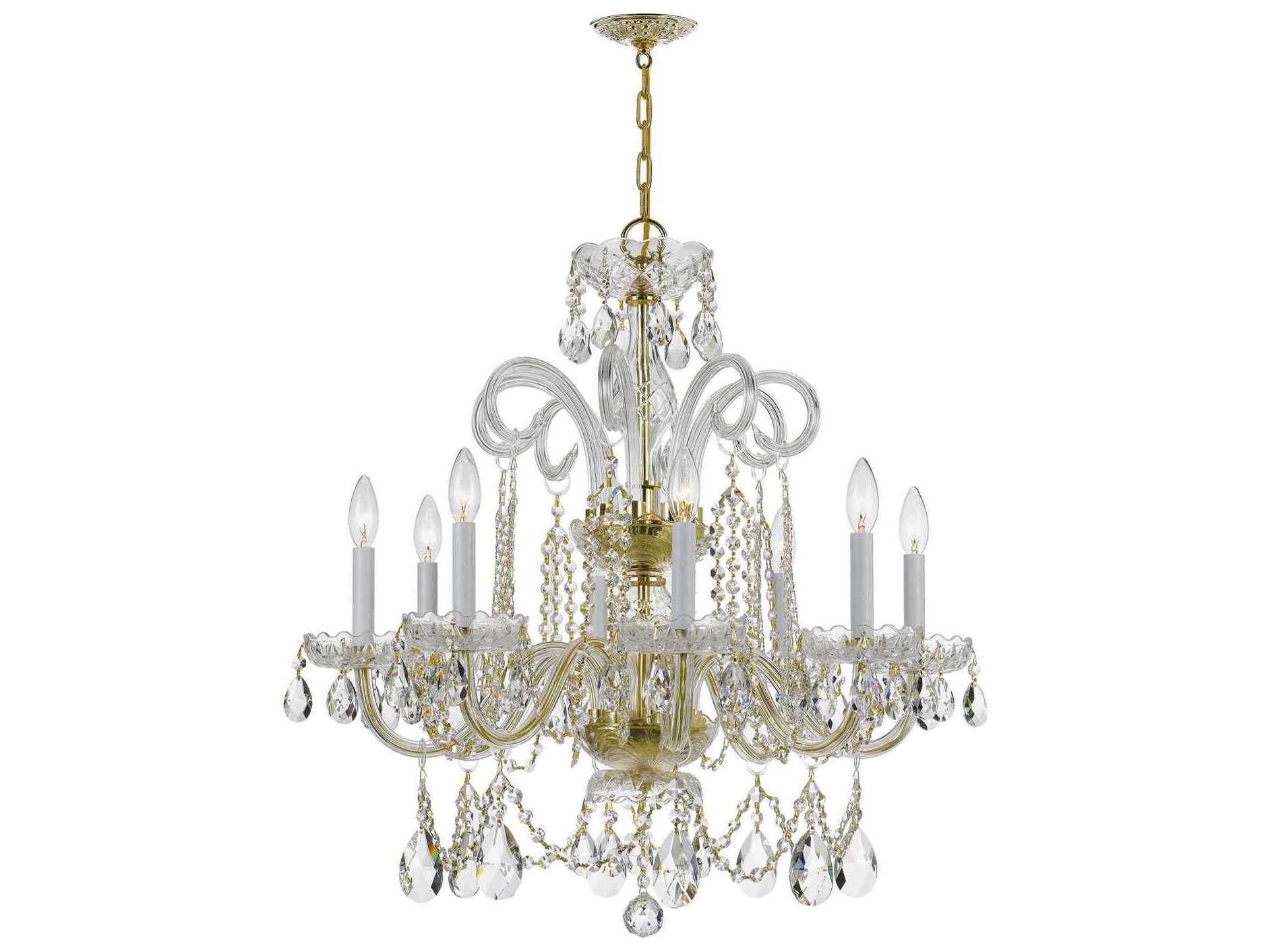 Crystorama Traditional Crystal 8-Light Chrome Glass Candelabra Chandelier