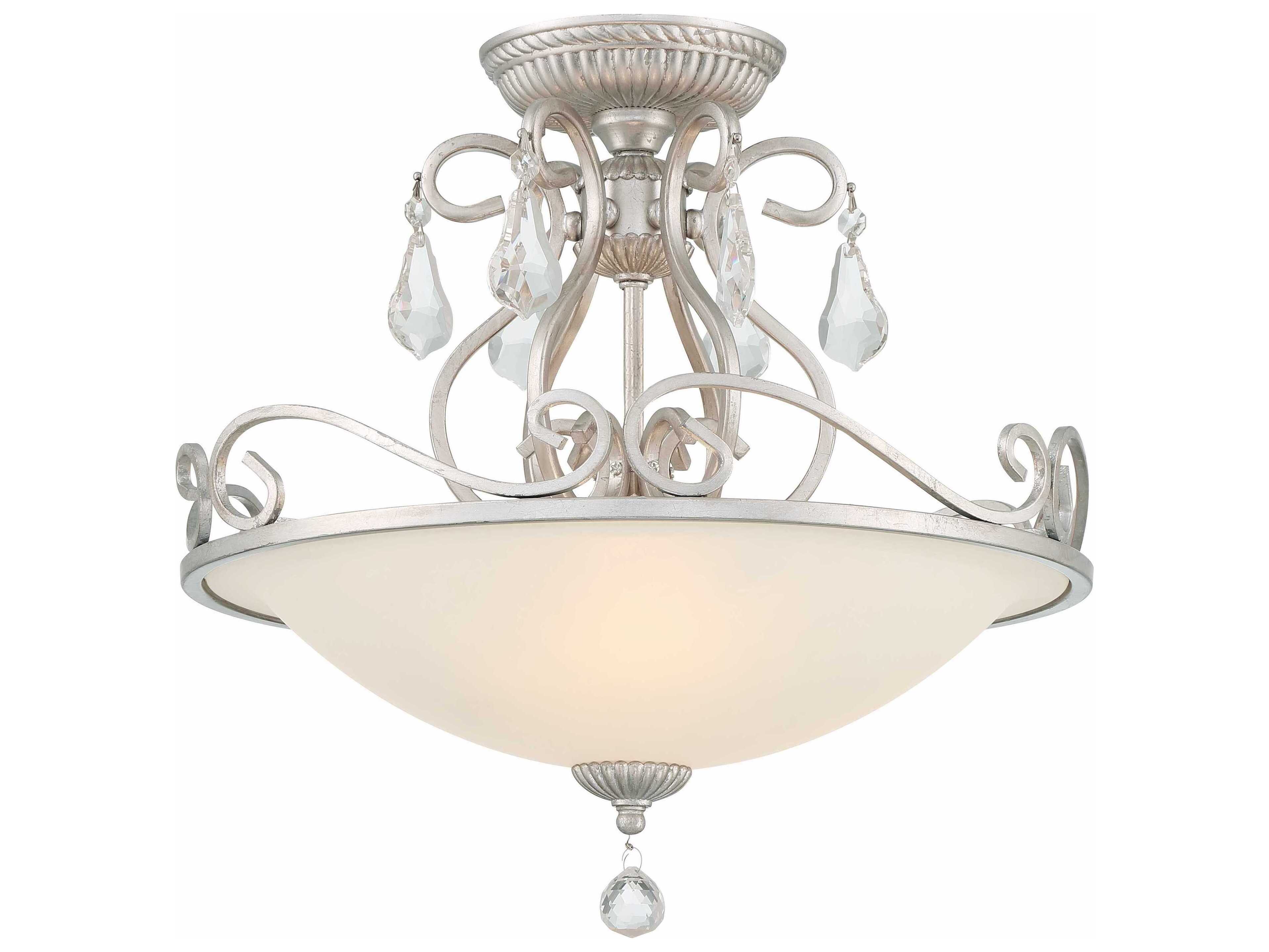 Crystorama Ashton 3-Light Brass Crystal Bowl Semi Flush Mount