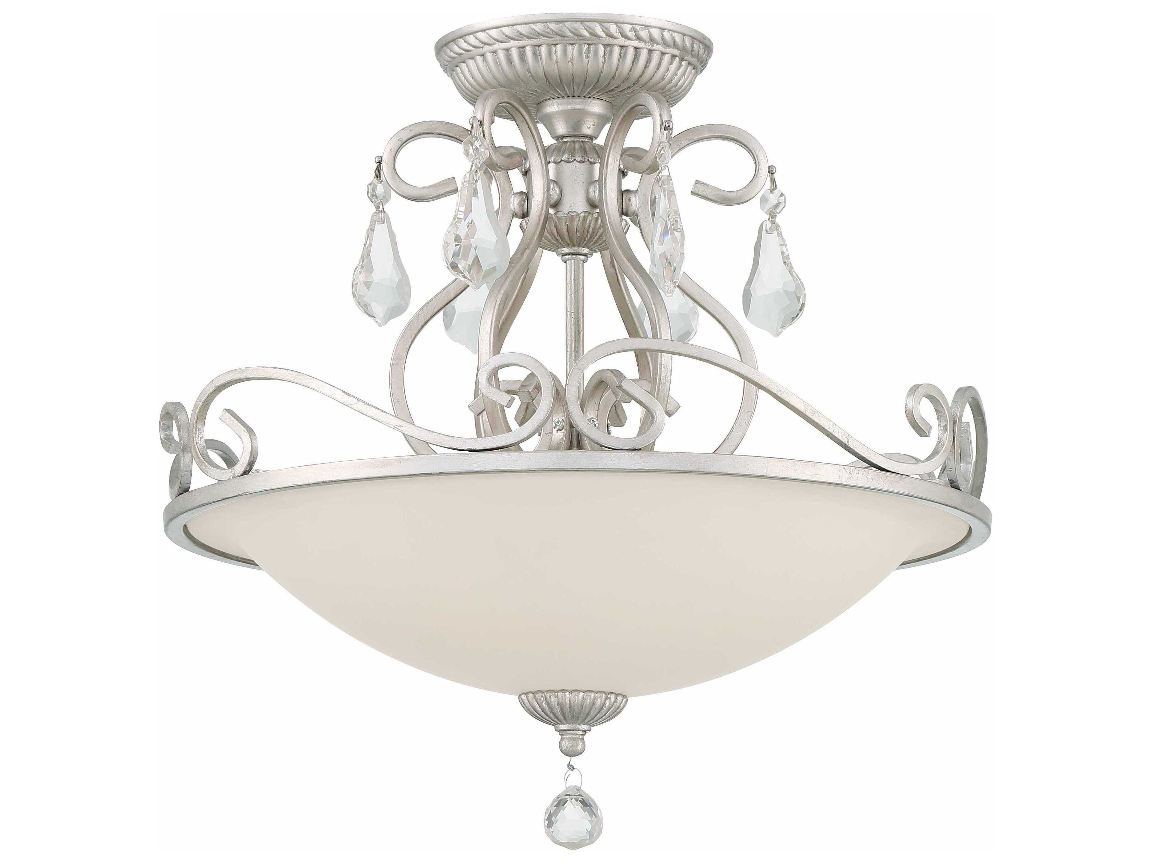 Crystorama Ashton 3-Light Brass Crystal Bowl Semi Flush Mount