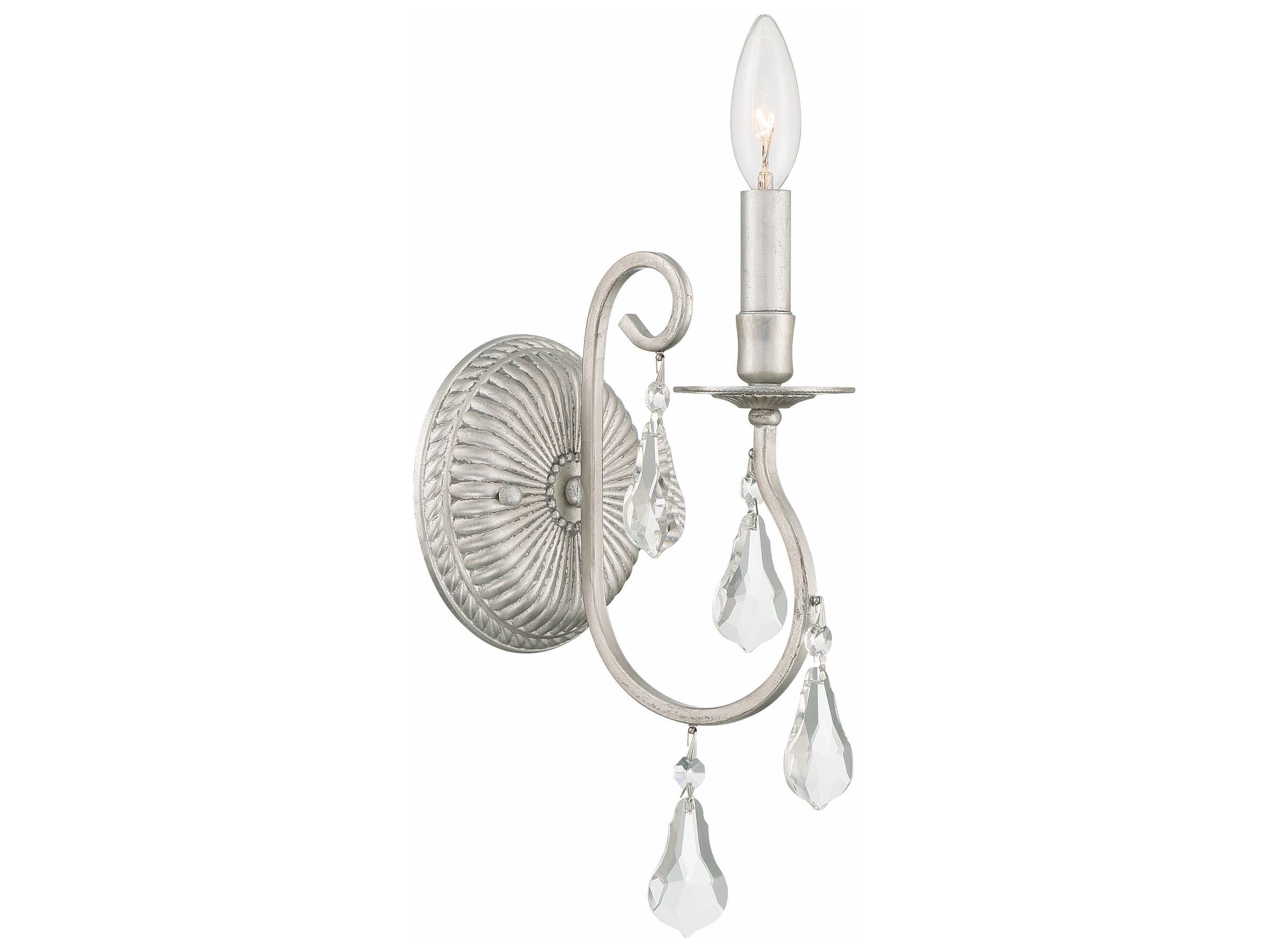 Crystorama Ashton 1-Light Silver Crystal Wall Sconce