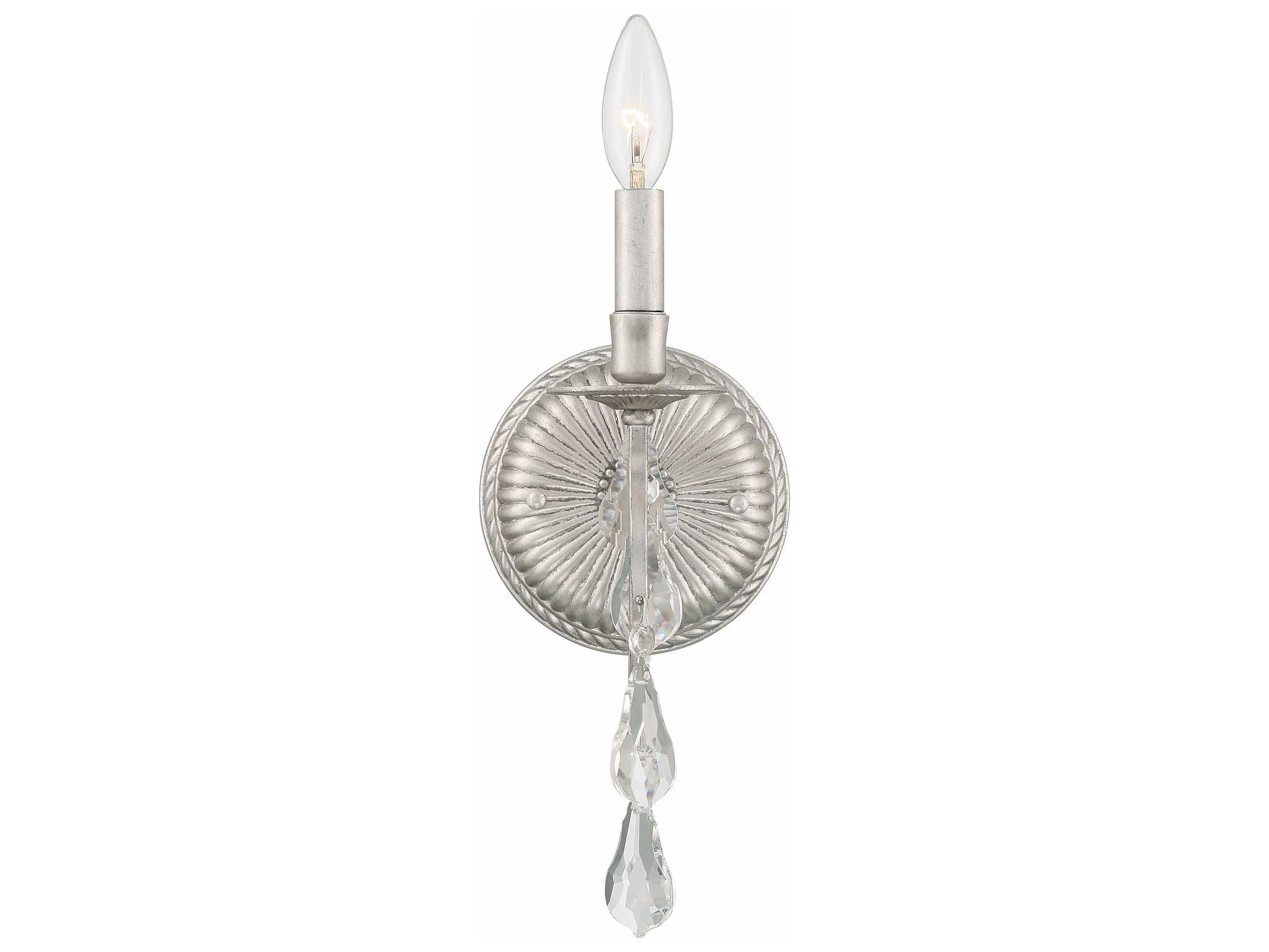 Crystorama Ashton 1-Light Silver Crystal Wall Sconce