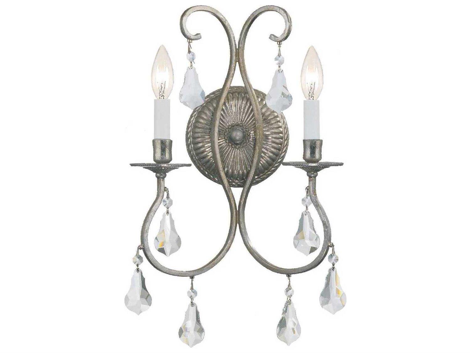 Crystorama Ashton 2-Light Bronze Crystal Wall Sconce