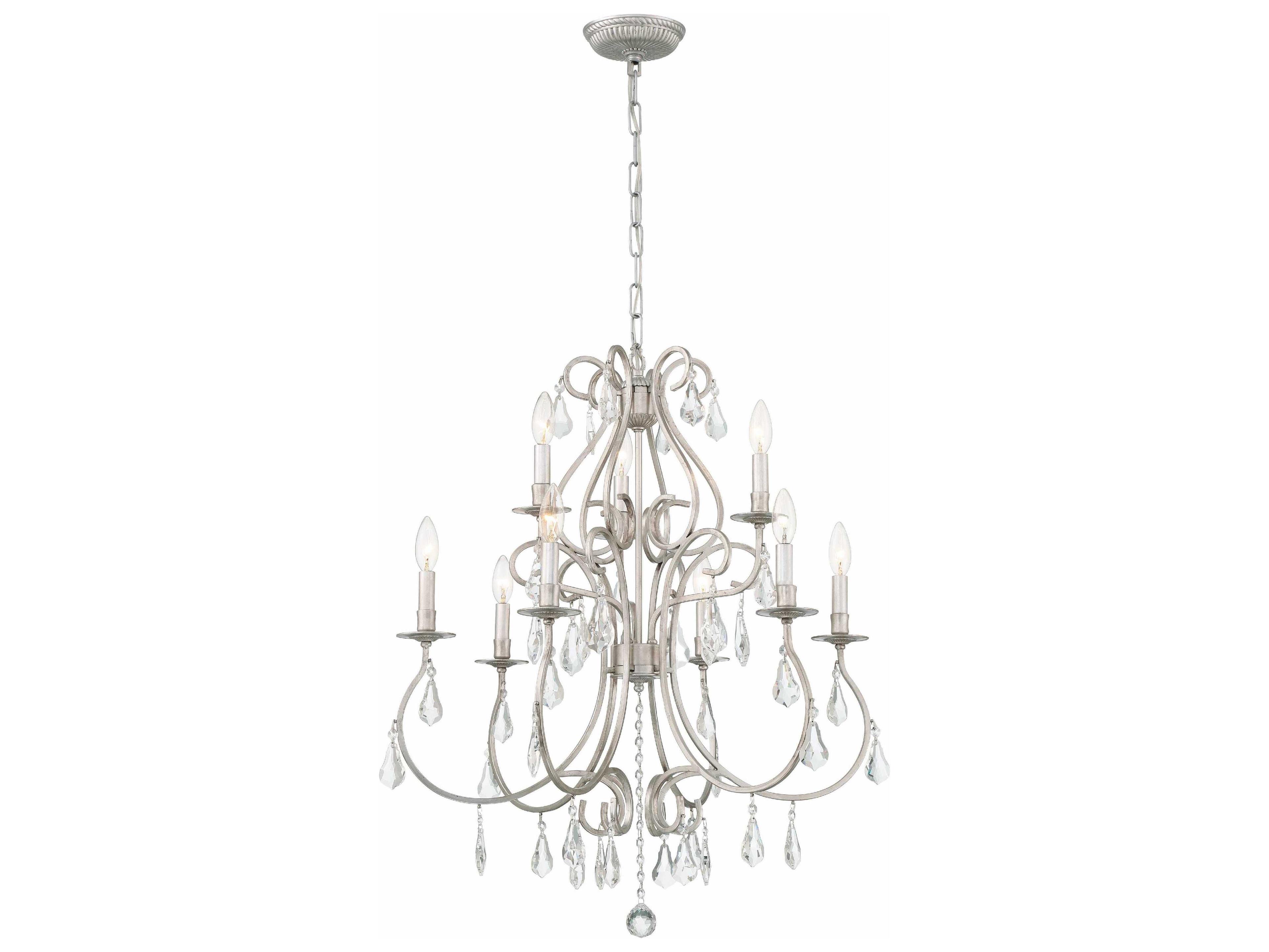 Crystorama Ashton 9-Light Silver Crystal Candelabra Tiered Chandelier