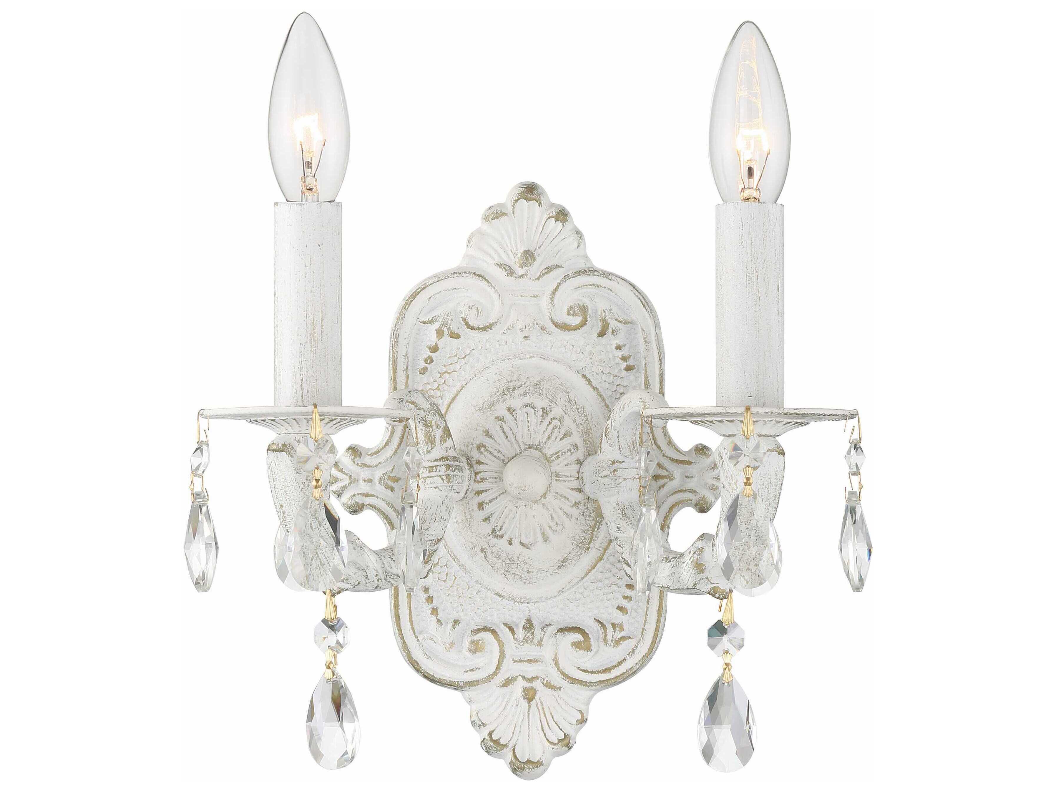 Crystorama Paris Market 2-Light White Crystal Wall Sconce