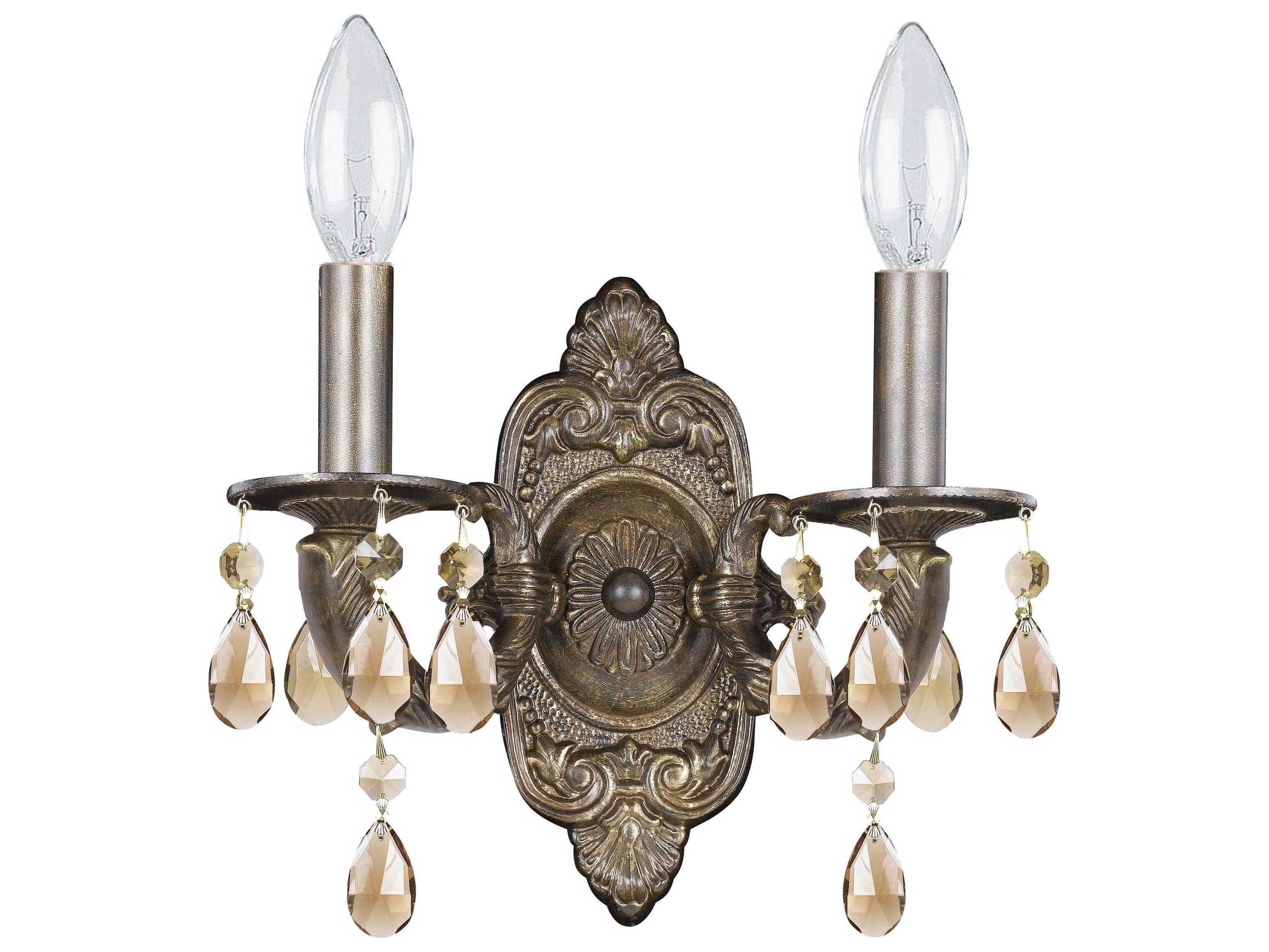 Crystorama Paris Market 2-Light White Crystal Wall Sconce