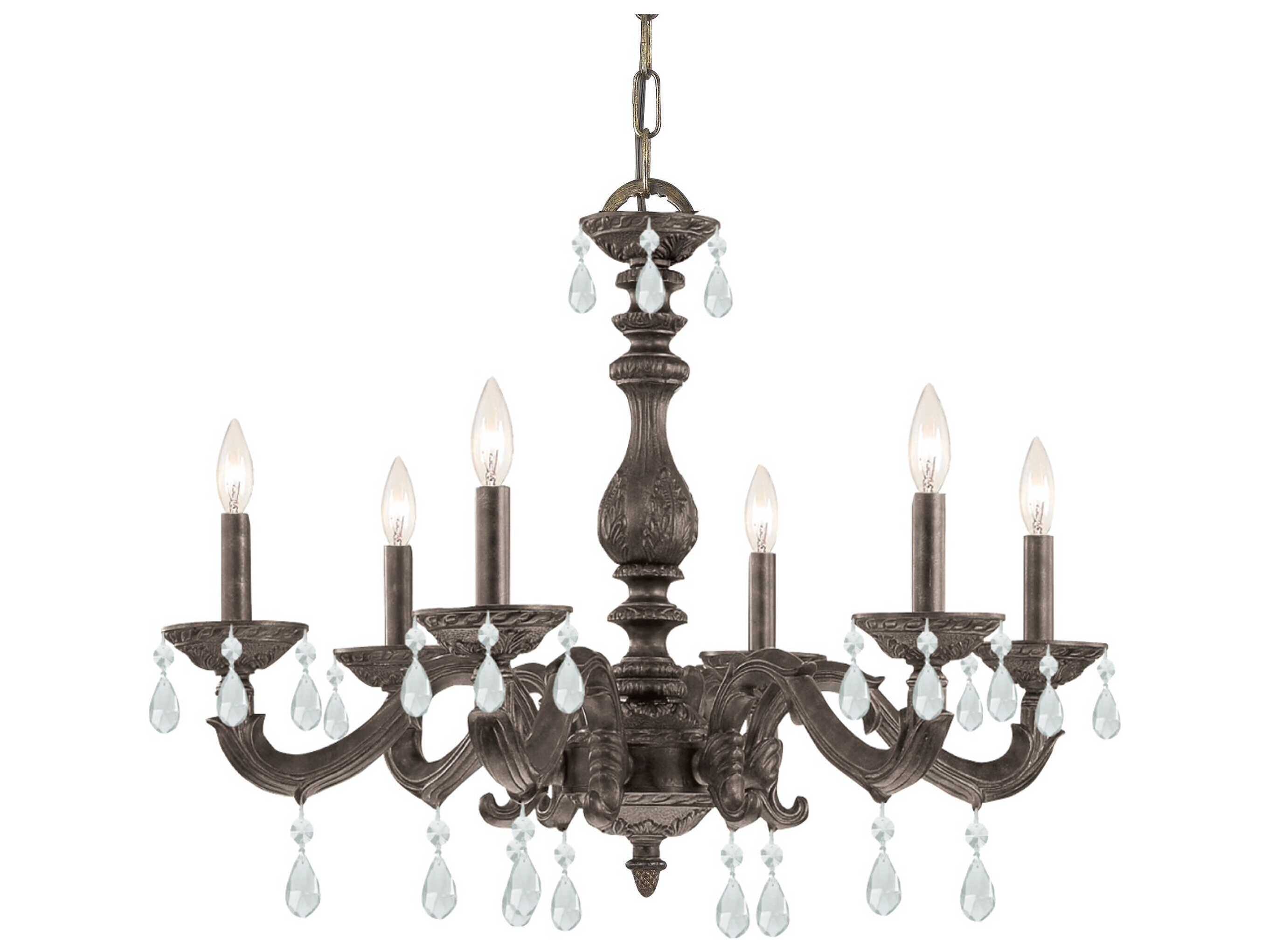 Crystorama Paris Market 6-Light White Crystal Candelabra Chandelier