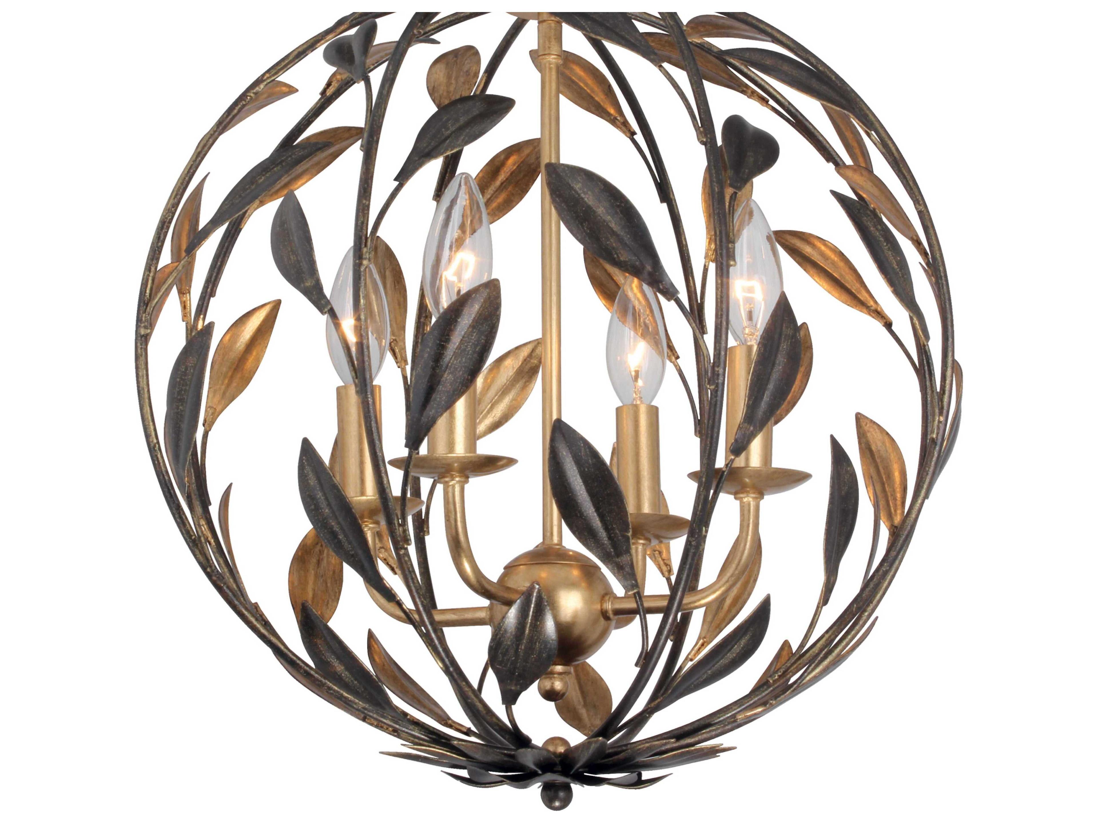 Crystorama Broche 4-Light English Bronze Antique Gold Candelabra Globe Chandelier