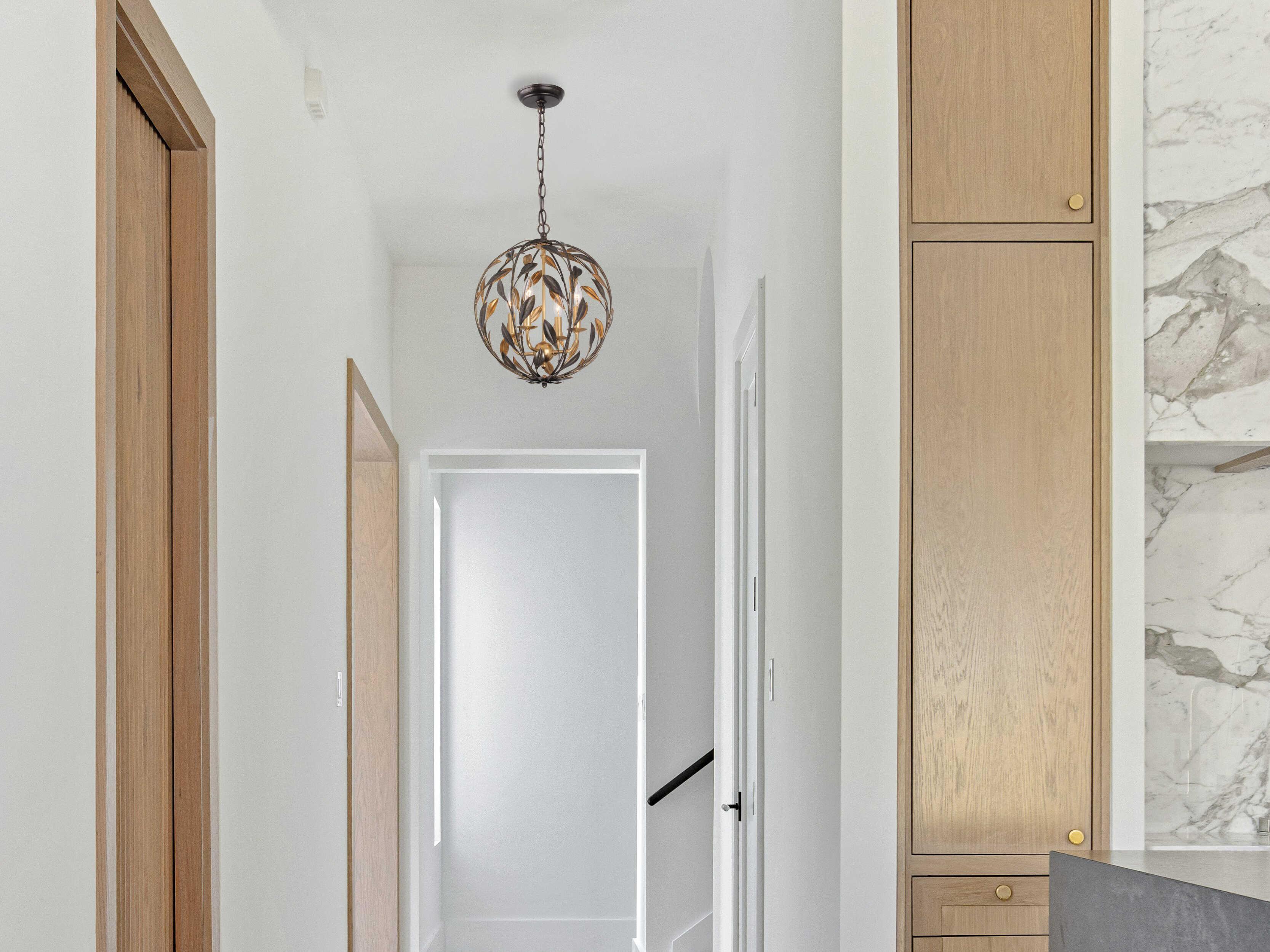 Crystorama Broche 4-Light English Bronze Antique Gold Candelabra Globe Chandelier