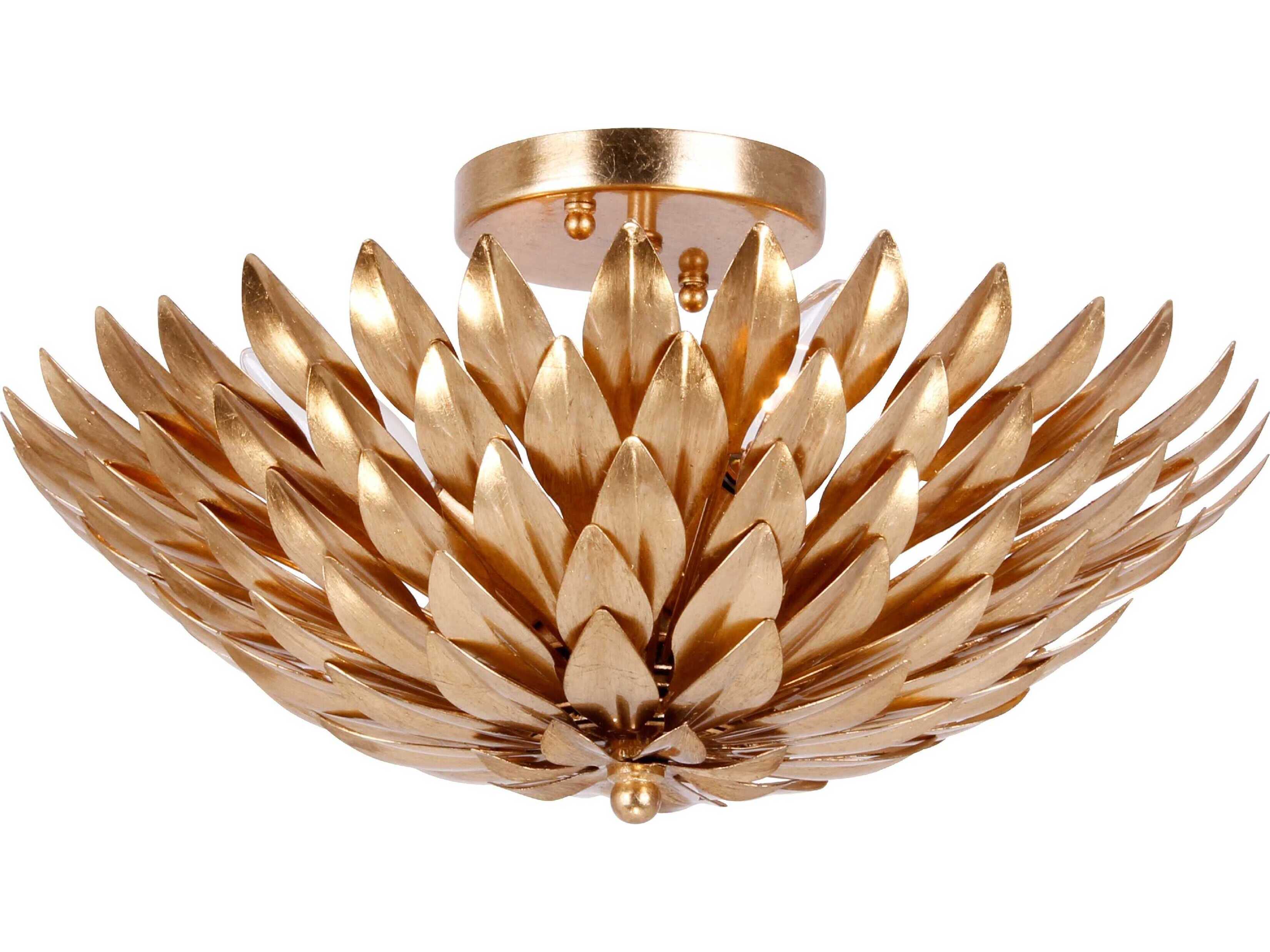 Crystorama Broche 4-Light Antique Gold Semi Flush Mount