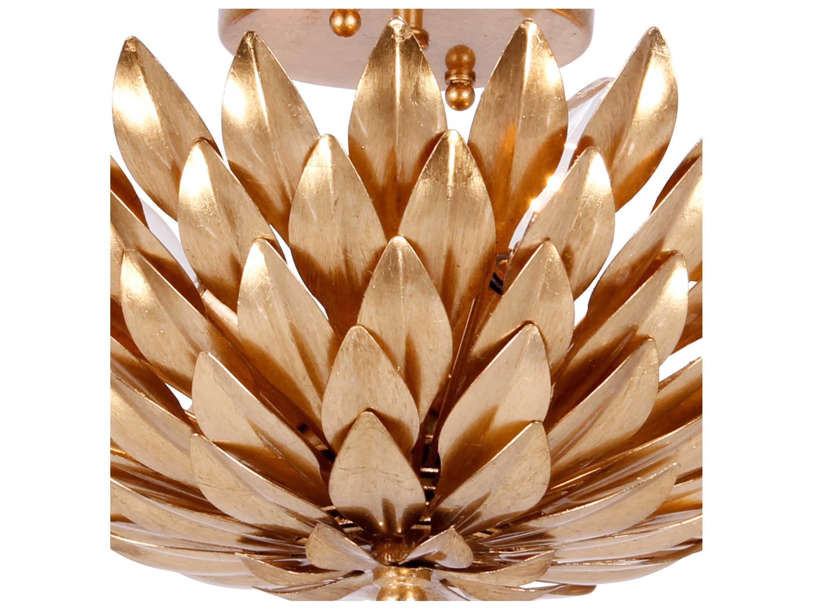 Crystorama Broche 4-Light Antique Gold Semi Flush Mount