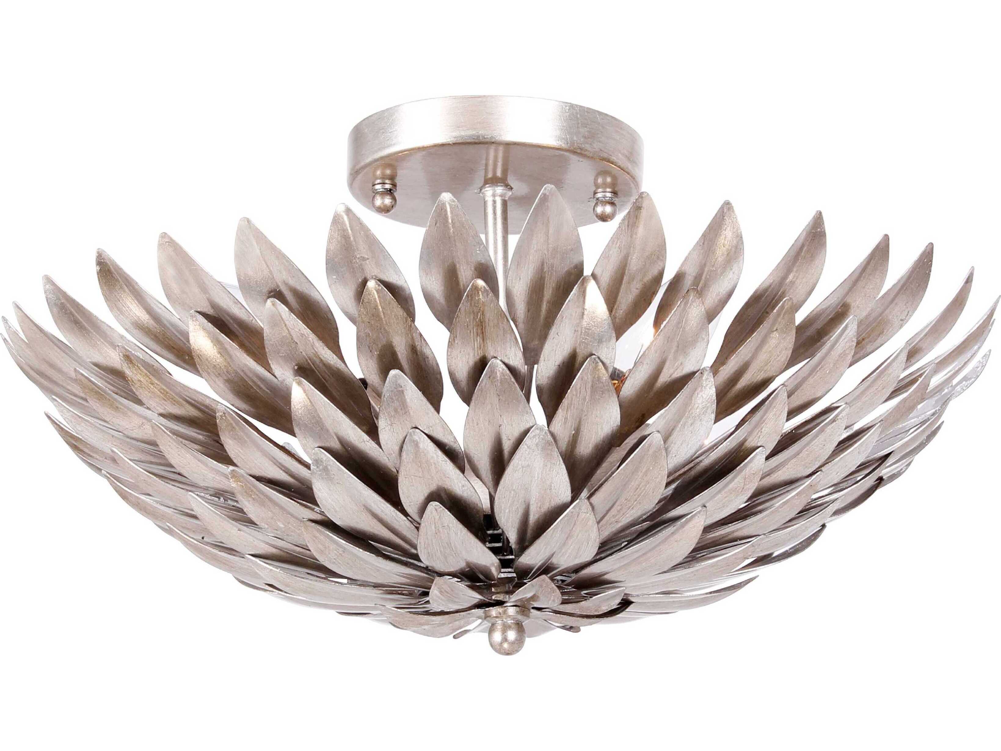 Crystorama Broche 4-Light Antique Silver Semi Flush Mount