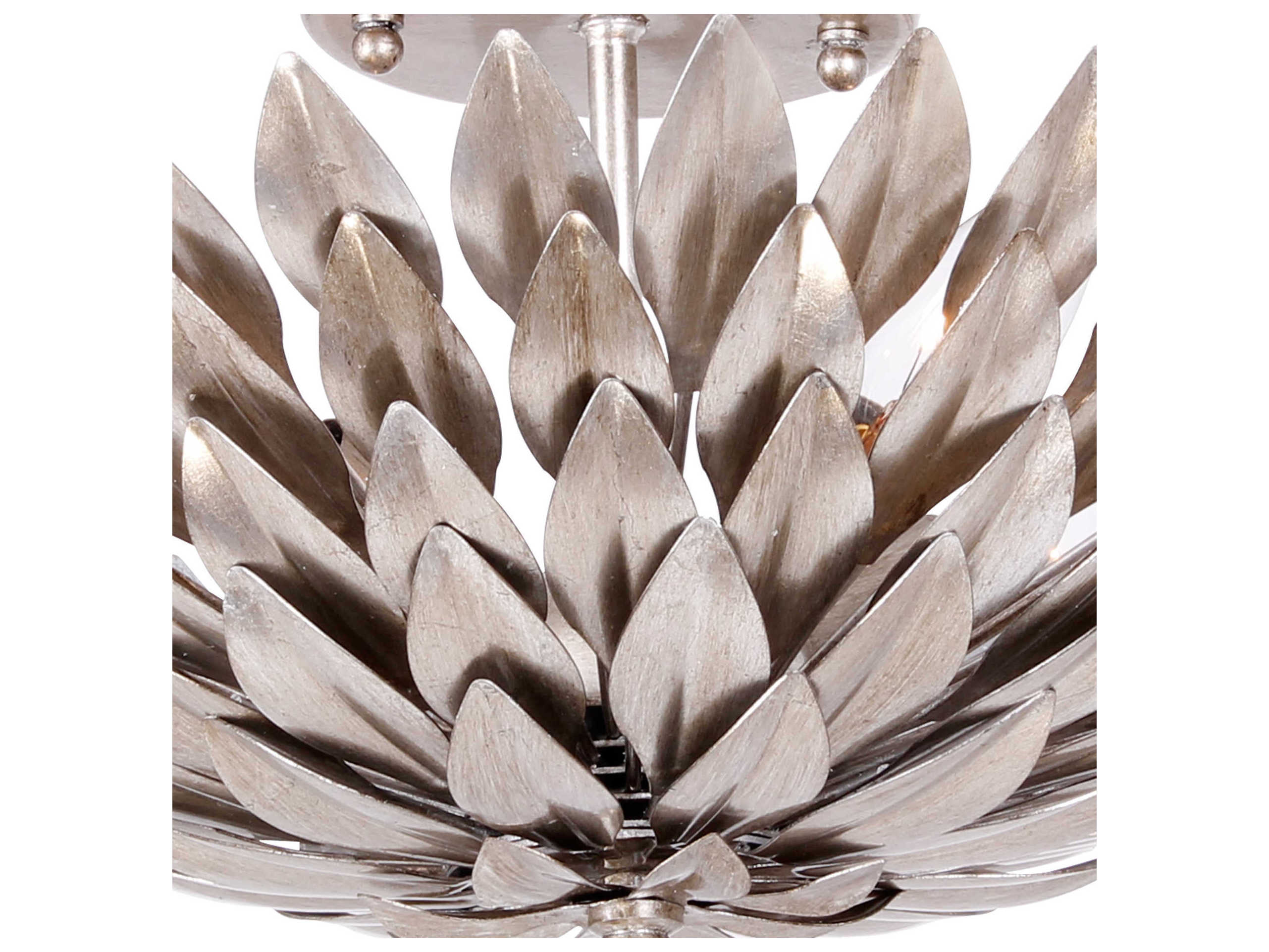 Crystorama Broche 4-Light Antique Silver Semi Flush Mount