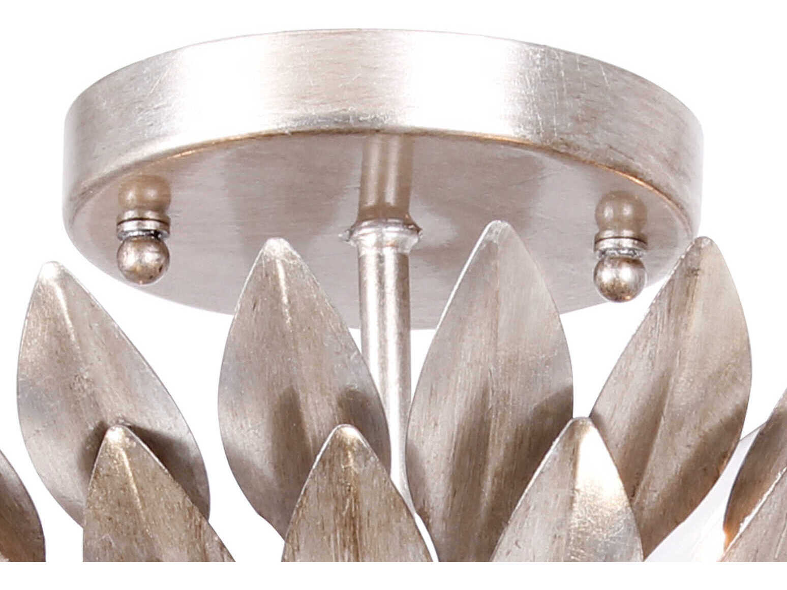 Crystorama Broche 4-Light Antique Silver Semi Flush Mount