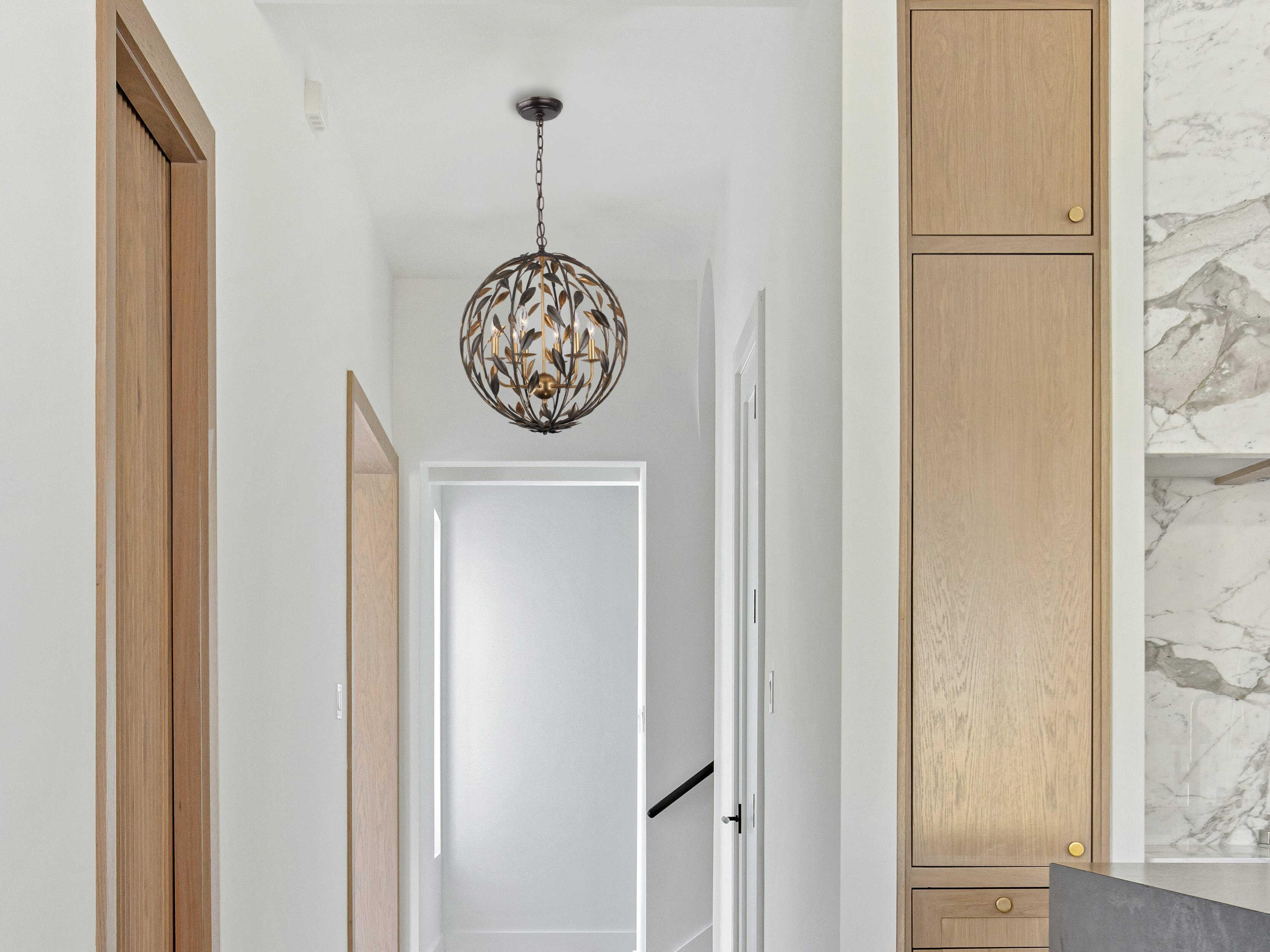 Crystorama Broche 6-Light English Bronze Antique Gold Candelabra Globe Chandelier