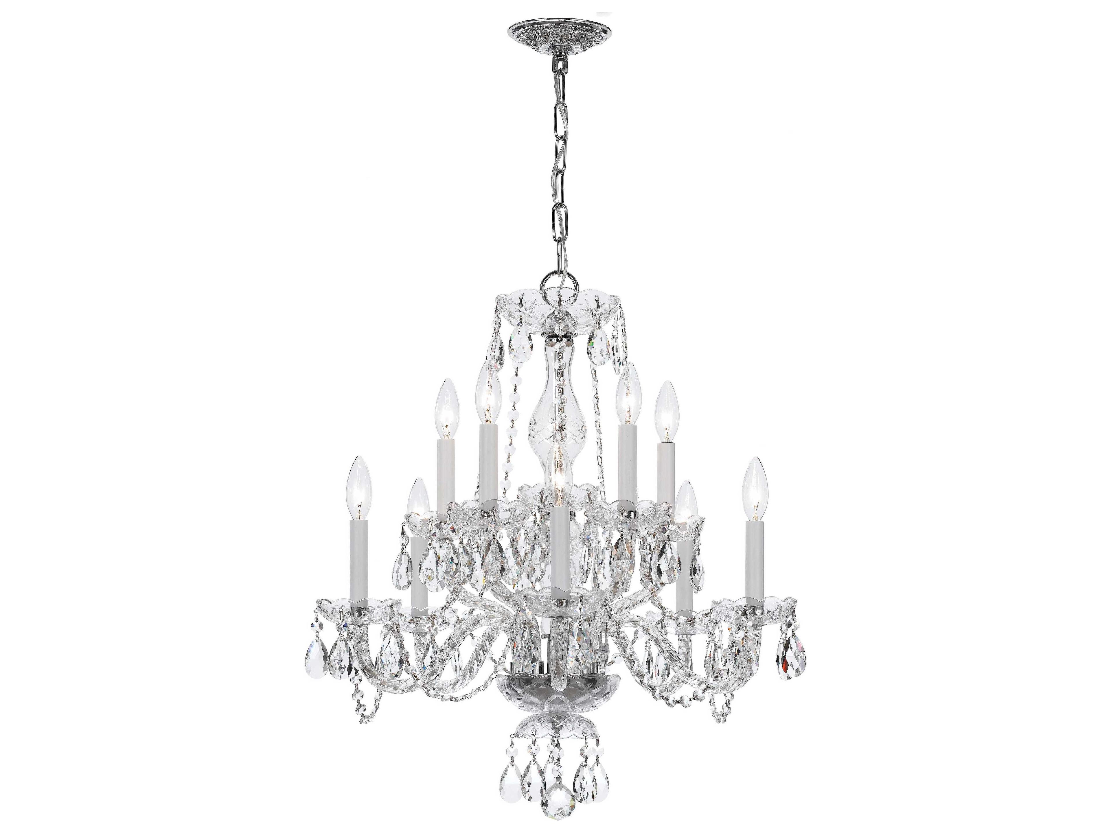 Crystorama Traditional Crystal 10-Light Chrome Glass Candelabra Chandelier