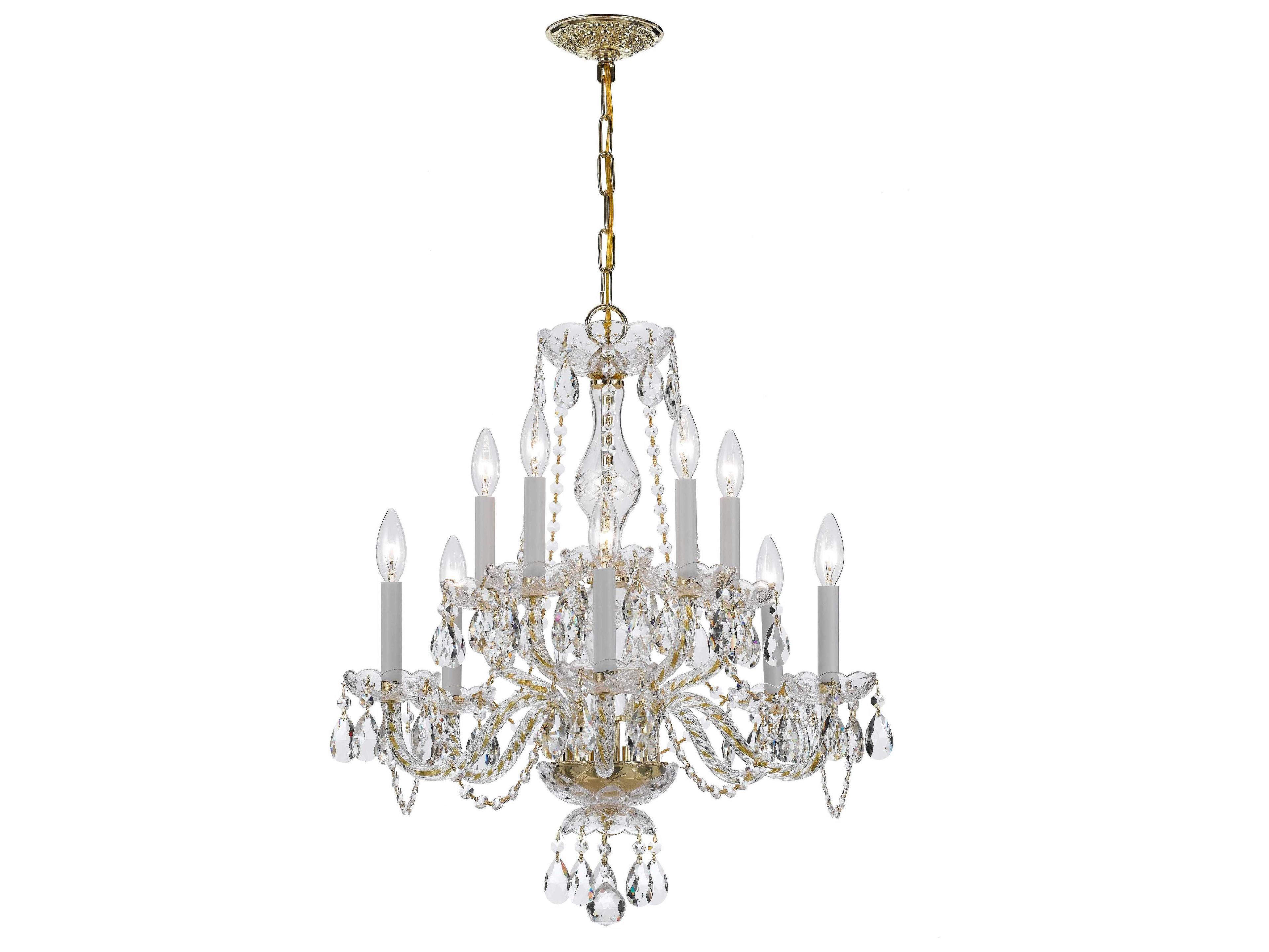 Crystorama Traditional Crystal 10-Light Chrome Glass Candelabra Chandelier